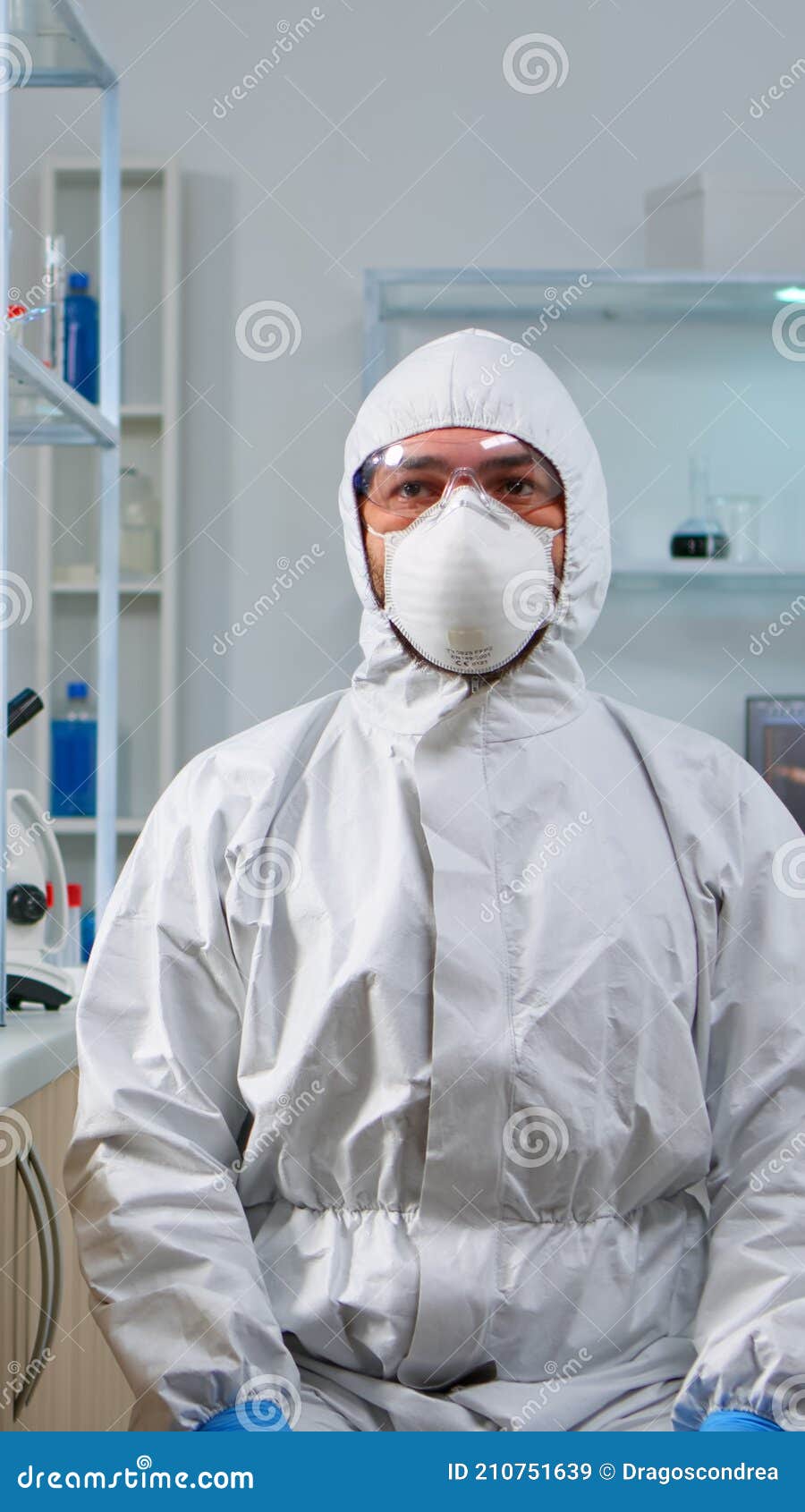 Lab Technician in Ppe Suit Working with Virtual Reality Stock Image ...