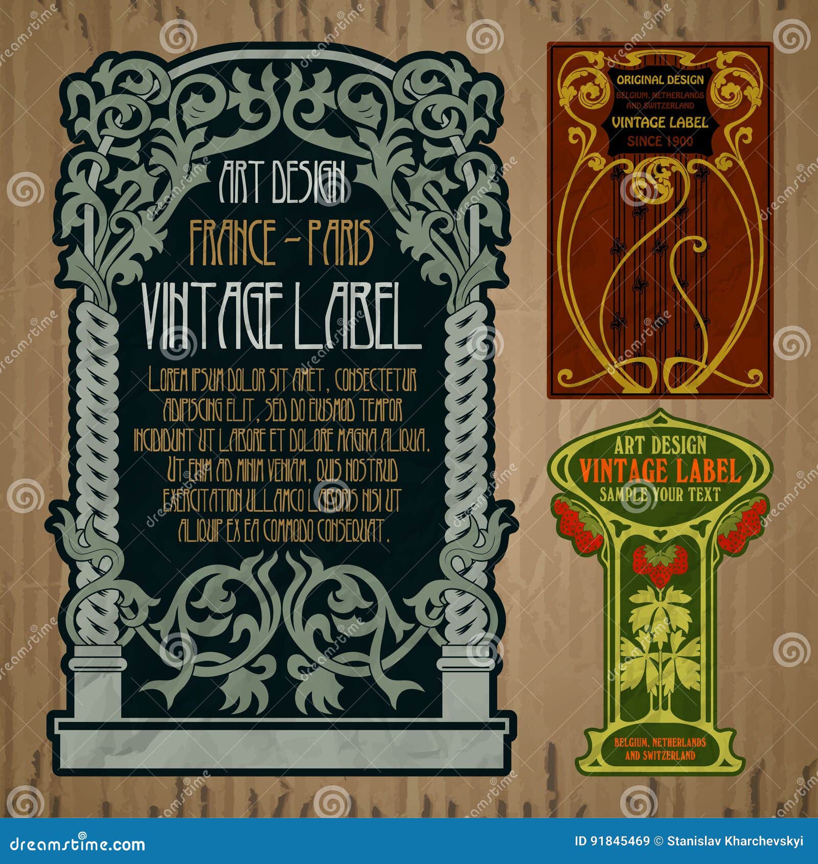 Label Art Nouveau stock vector. Illustration of packaging 91845469