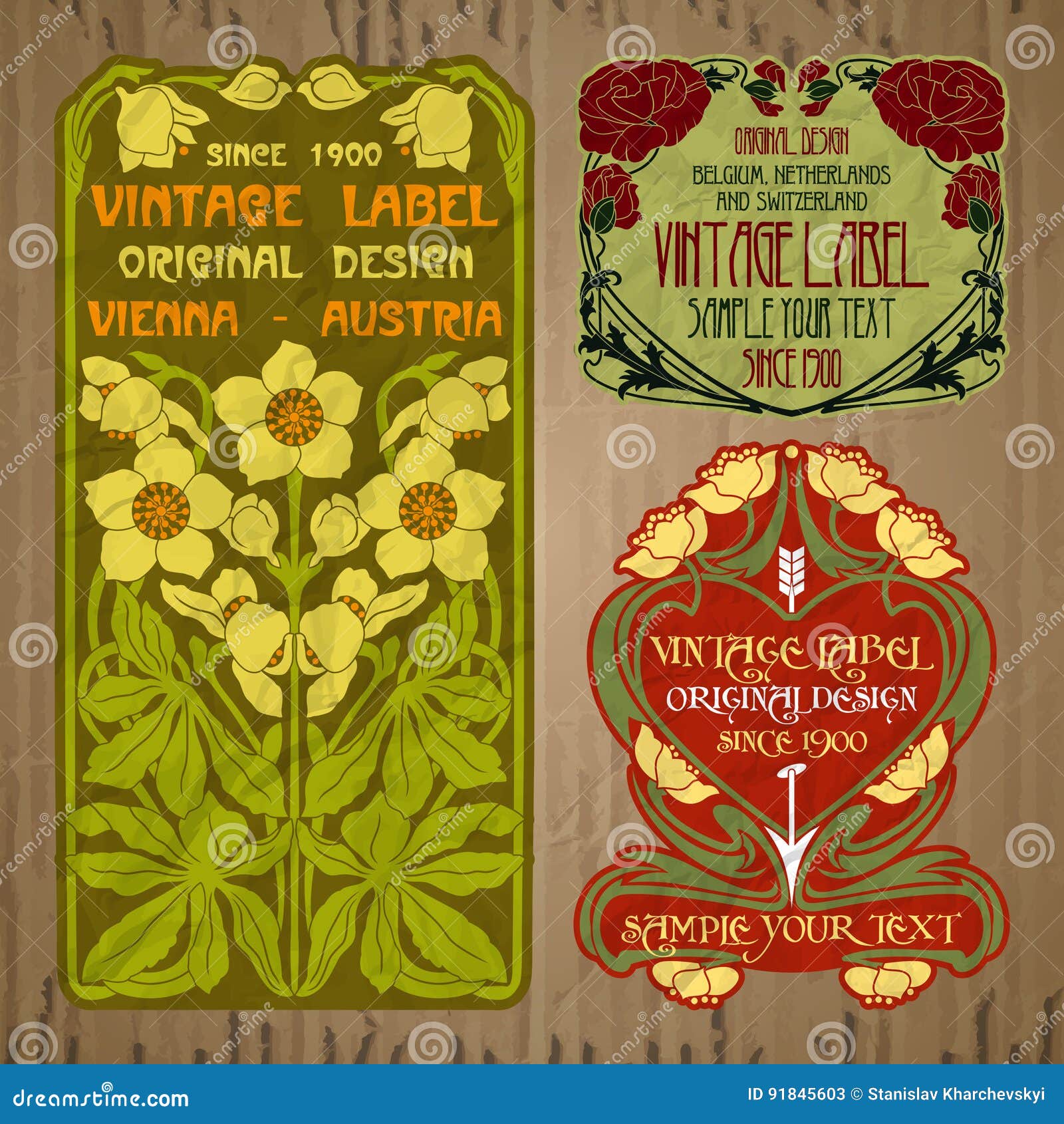 Label Art Nouveau stock vector. Illustration of nostalgic 91845603