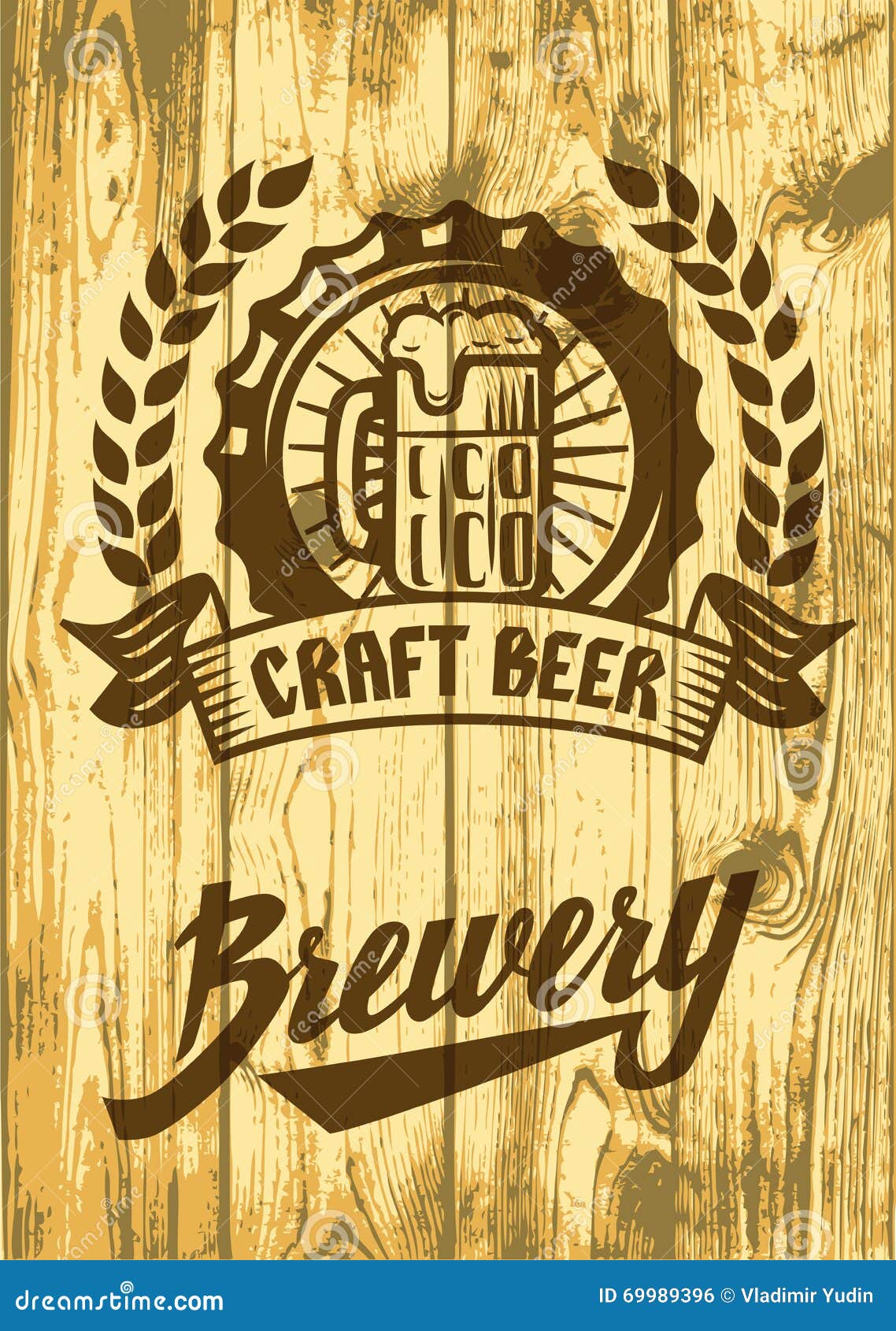 Label with beer mug stock vector. Illustration of drunk 69989396