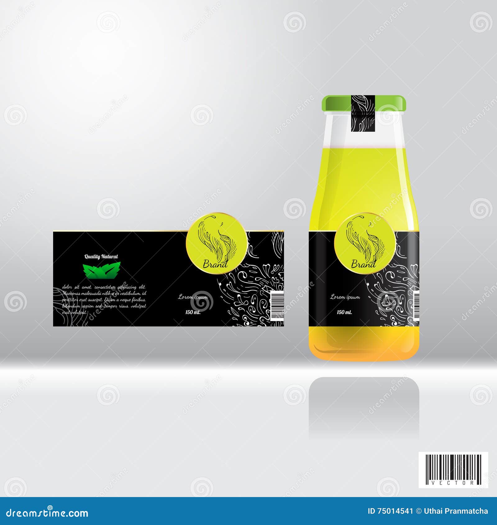 Label and Bottle Design for Drink, Juice Stock Vector Illustration of