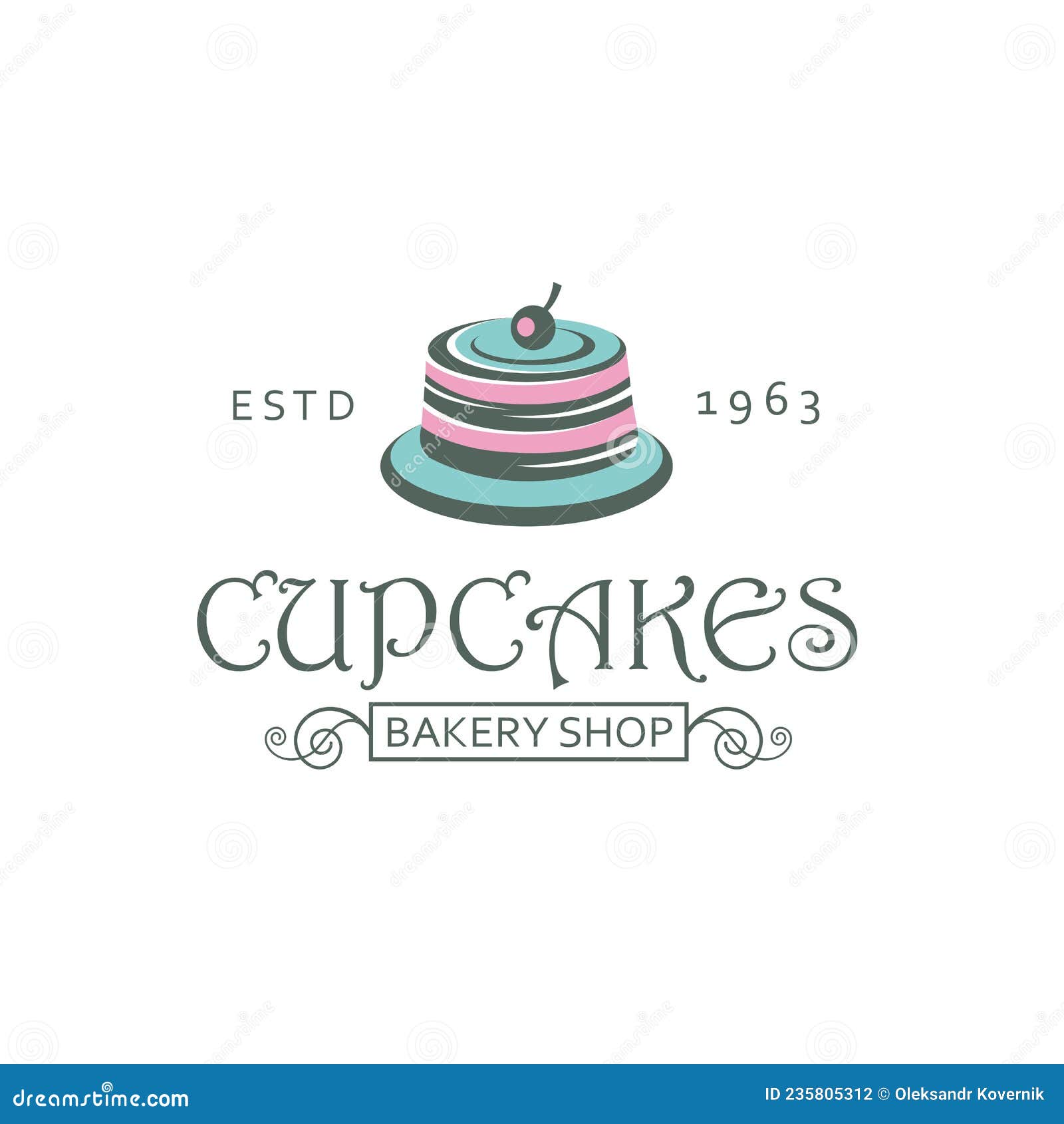Label with cupcake stock vector. Illustration of cupcake - 235805312