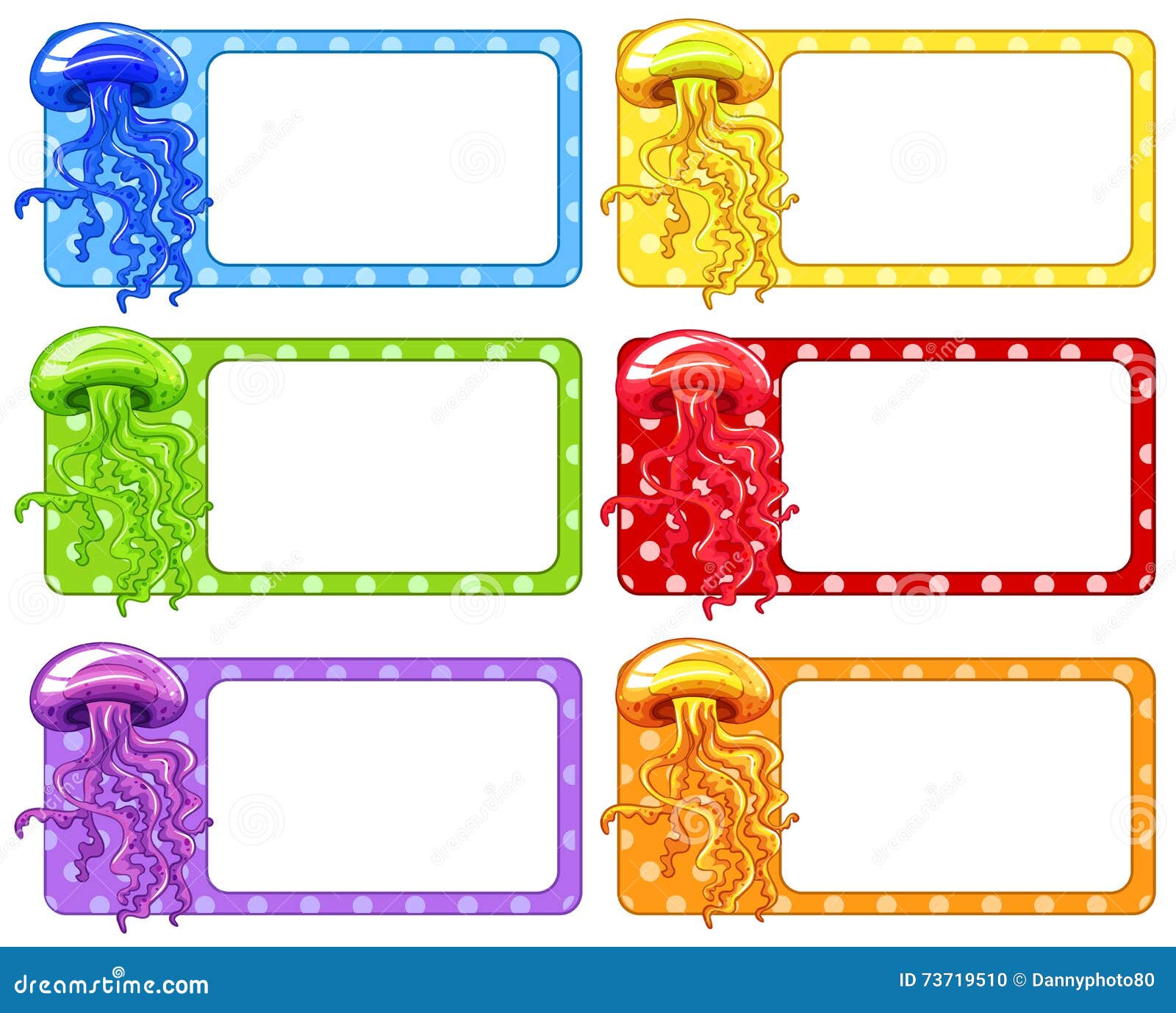 Label Design with Jellyfish Stock Vector Illustration of wildlife