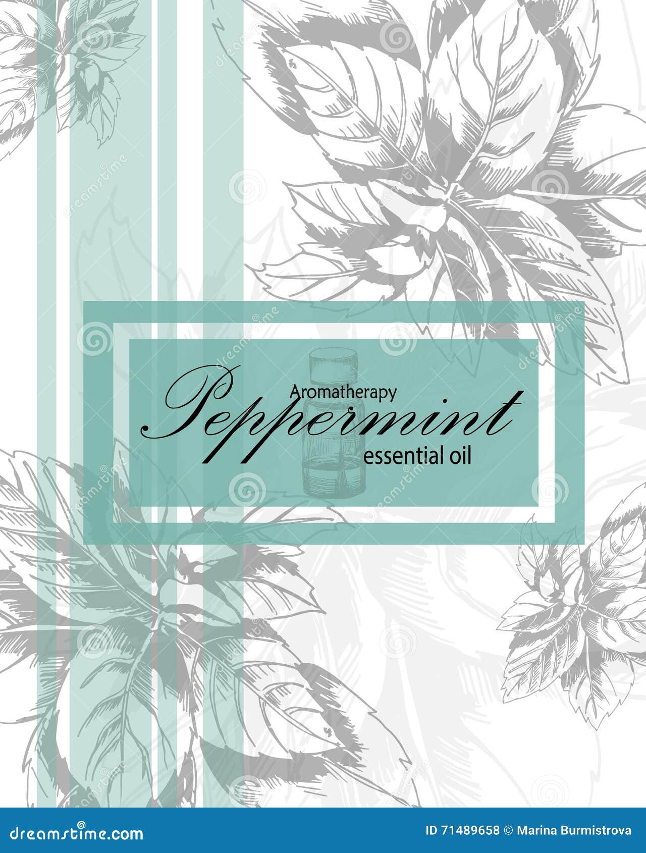Label for Essential Oil of Peppermint Stock Vector Illustration of