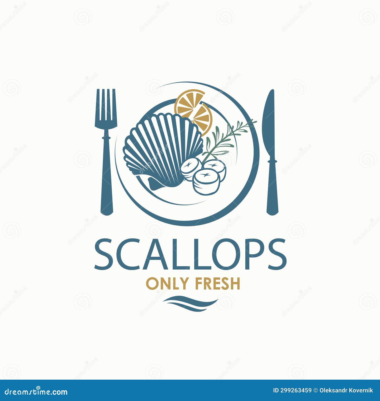 Scallop shell label stock illustration. Illustration of design 299263459