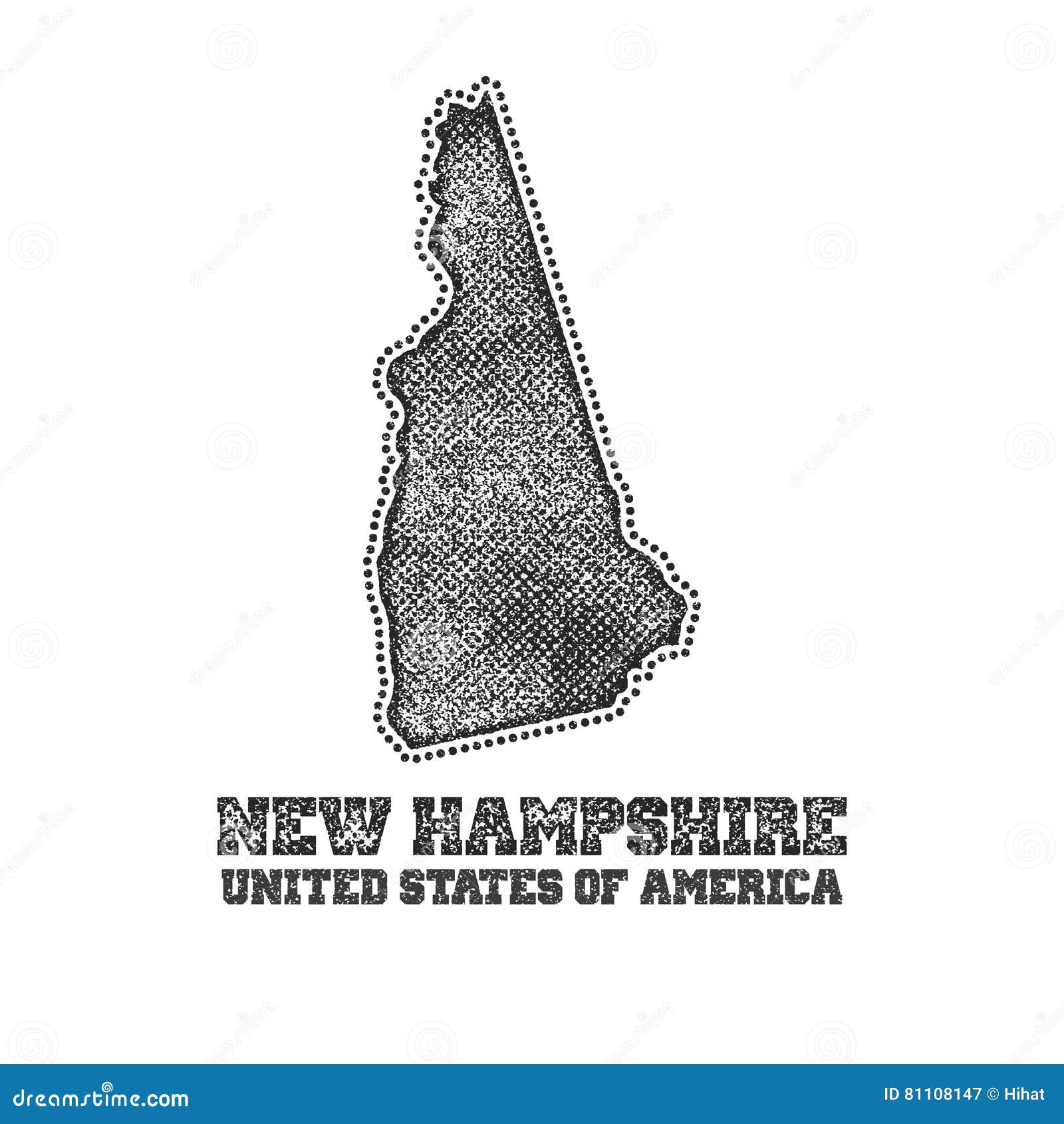 Label with Map of New Hampshire. Stock Illustration Illustration of