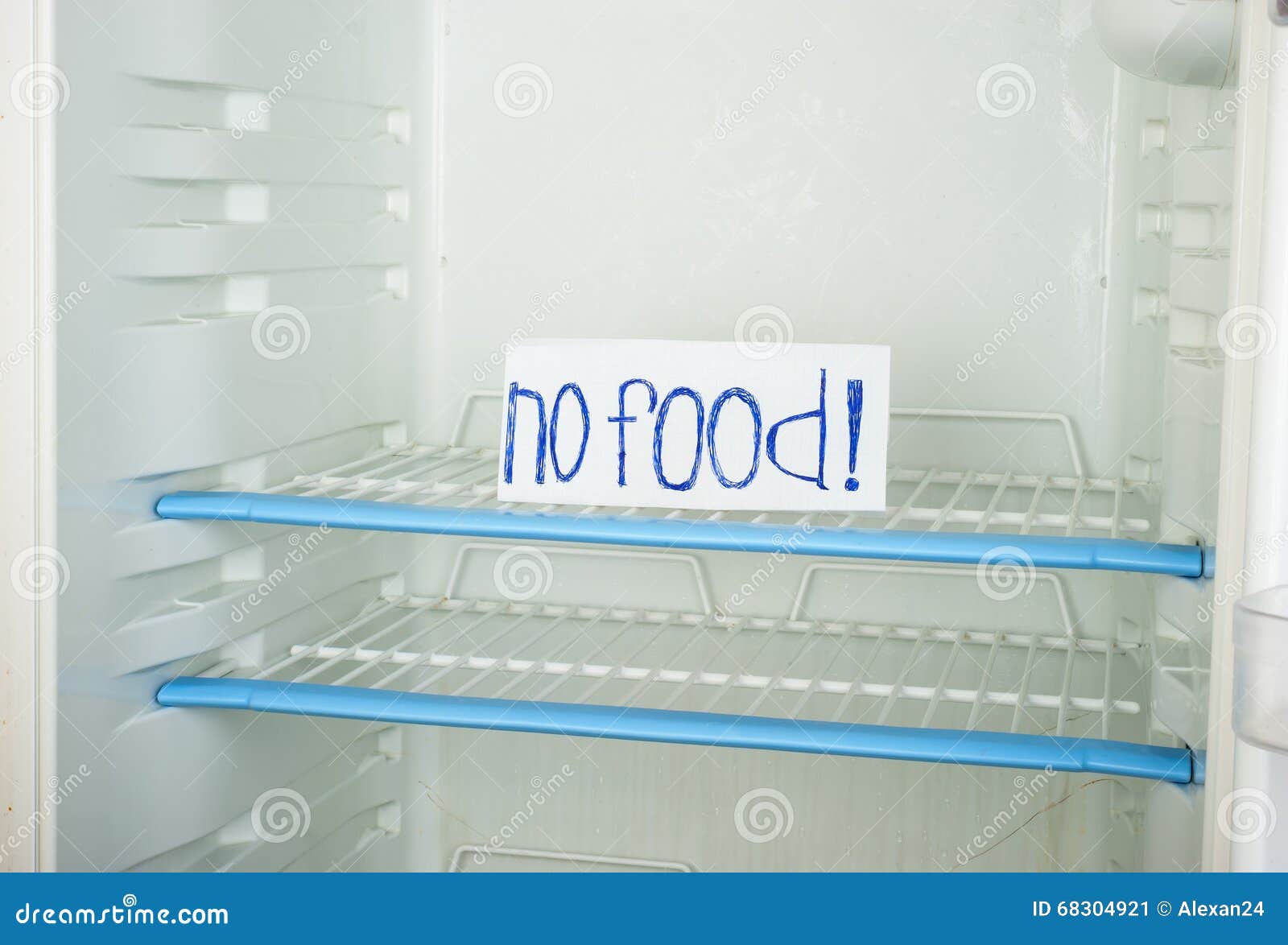 Label No Food in an Empty Refrigerator Stock Image Image of hunger