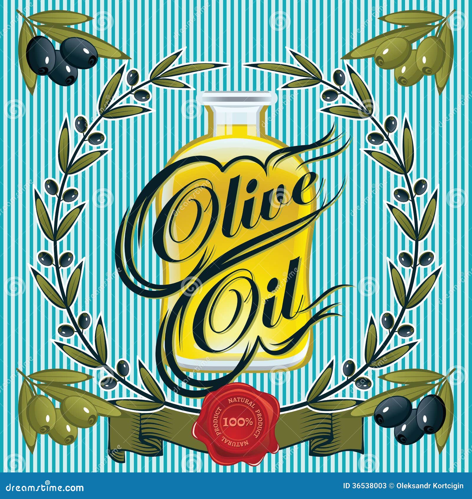 Label with olive oil stock vector. Illustration of drop 36538003