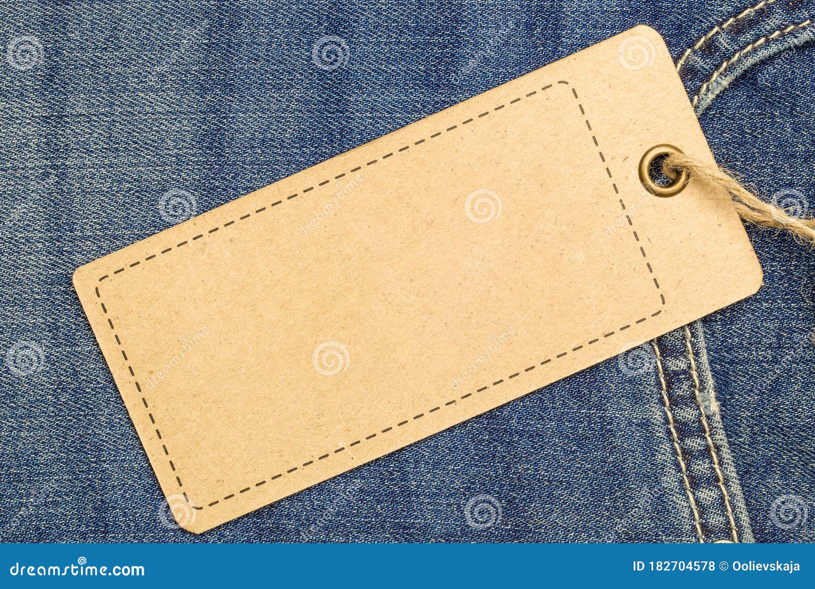 Download Label Price Tag Mockup On Blue Jeans From Recycled Paper. Stock Photo - Image of business, label ...