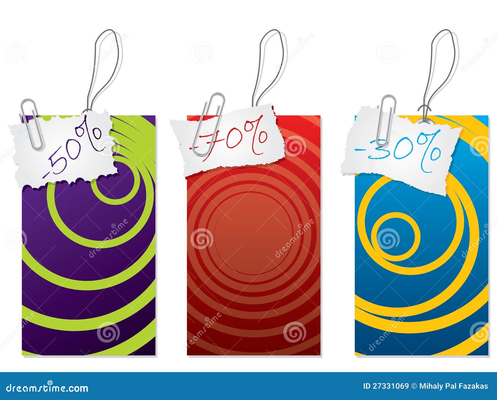 Label set with paper clip stock vector. Illustration of retail 27331069