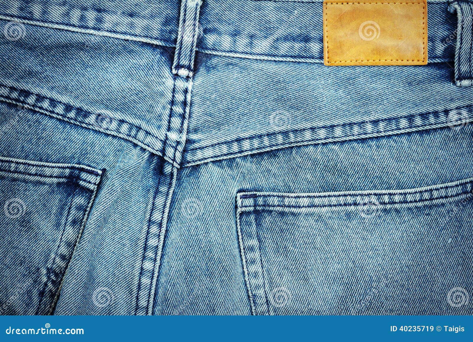 Label Sewed on a Blue Jeans Stock Image - Image of leather, backdrop ...