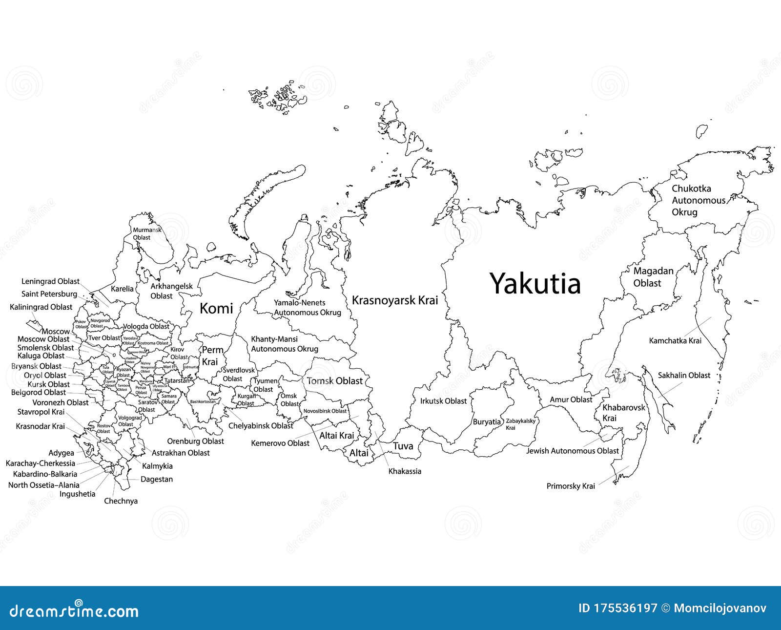 Mapa da federação russa com assuntos federais