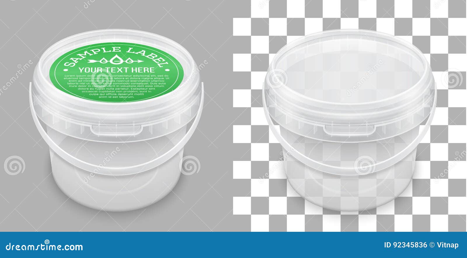 Download Labeled Transparent Empty Plastic Bucket For Storage Vector Packaging Mockup Stock Vector Illustration Of Labeled Shiny 92345836