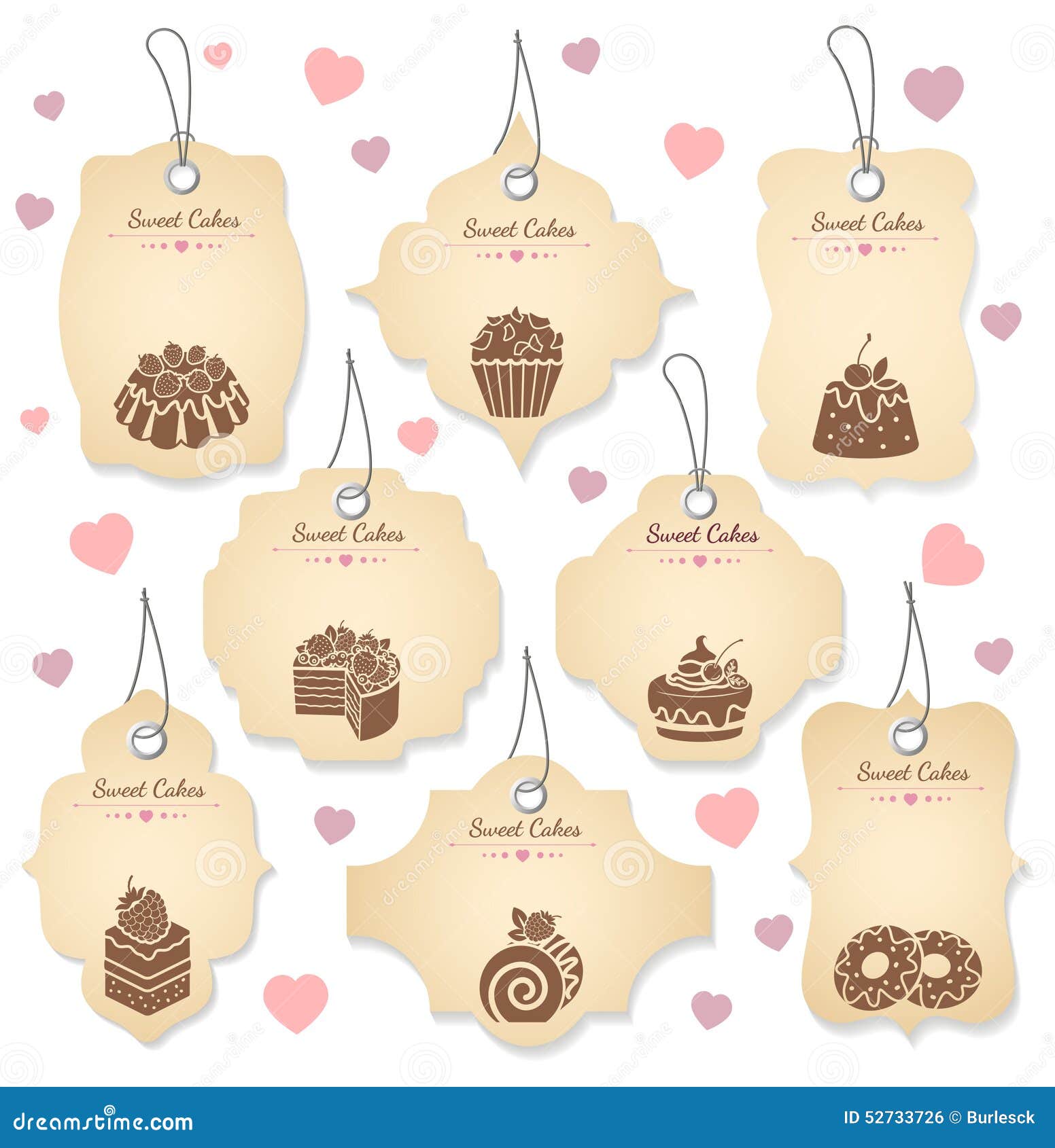 Labels D'étiquette De Gâteaux Et De Desserts Illustration de Vecteur