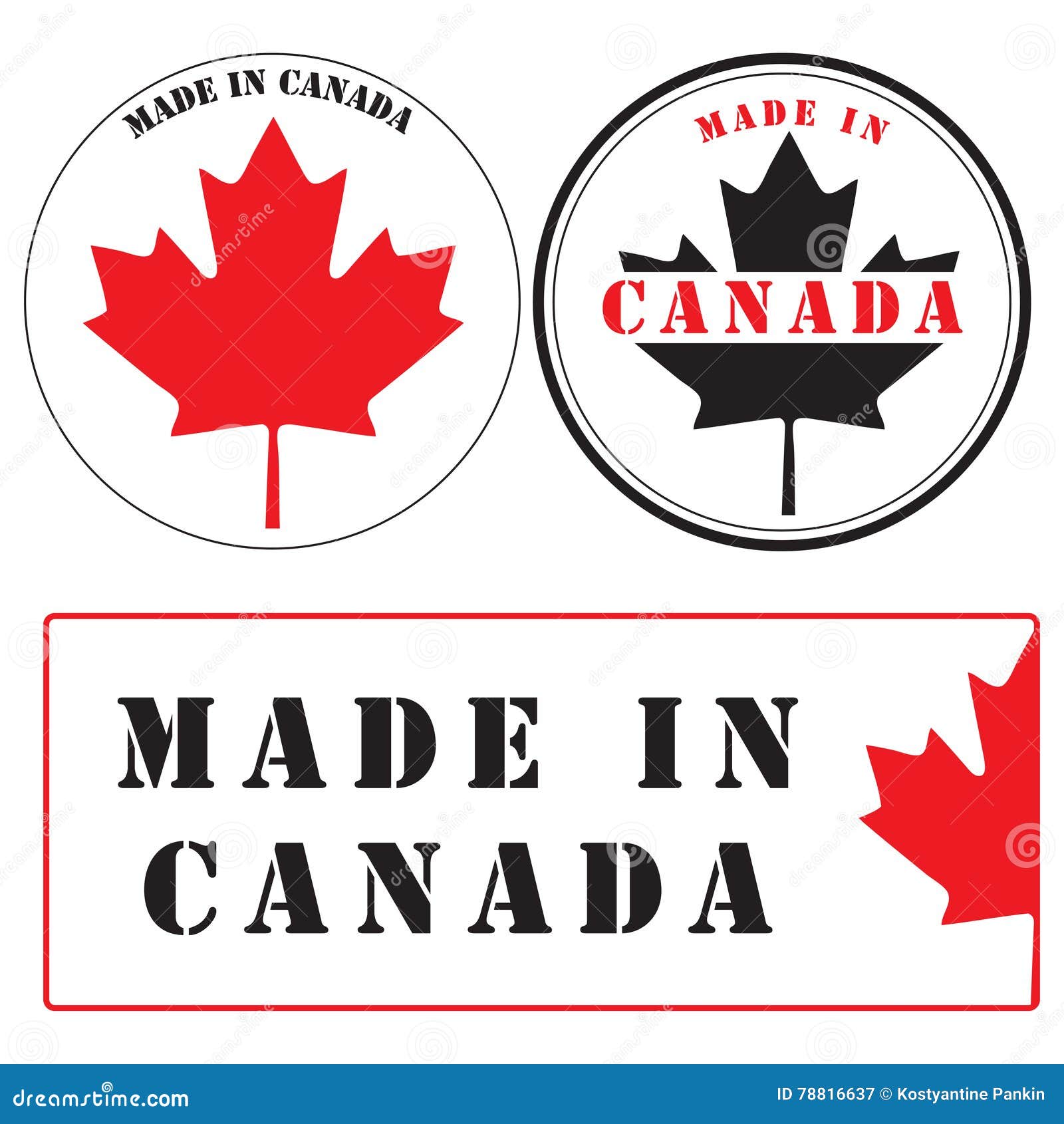 Labels Made in Canada stock vector. Illustration of rubber 78816637