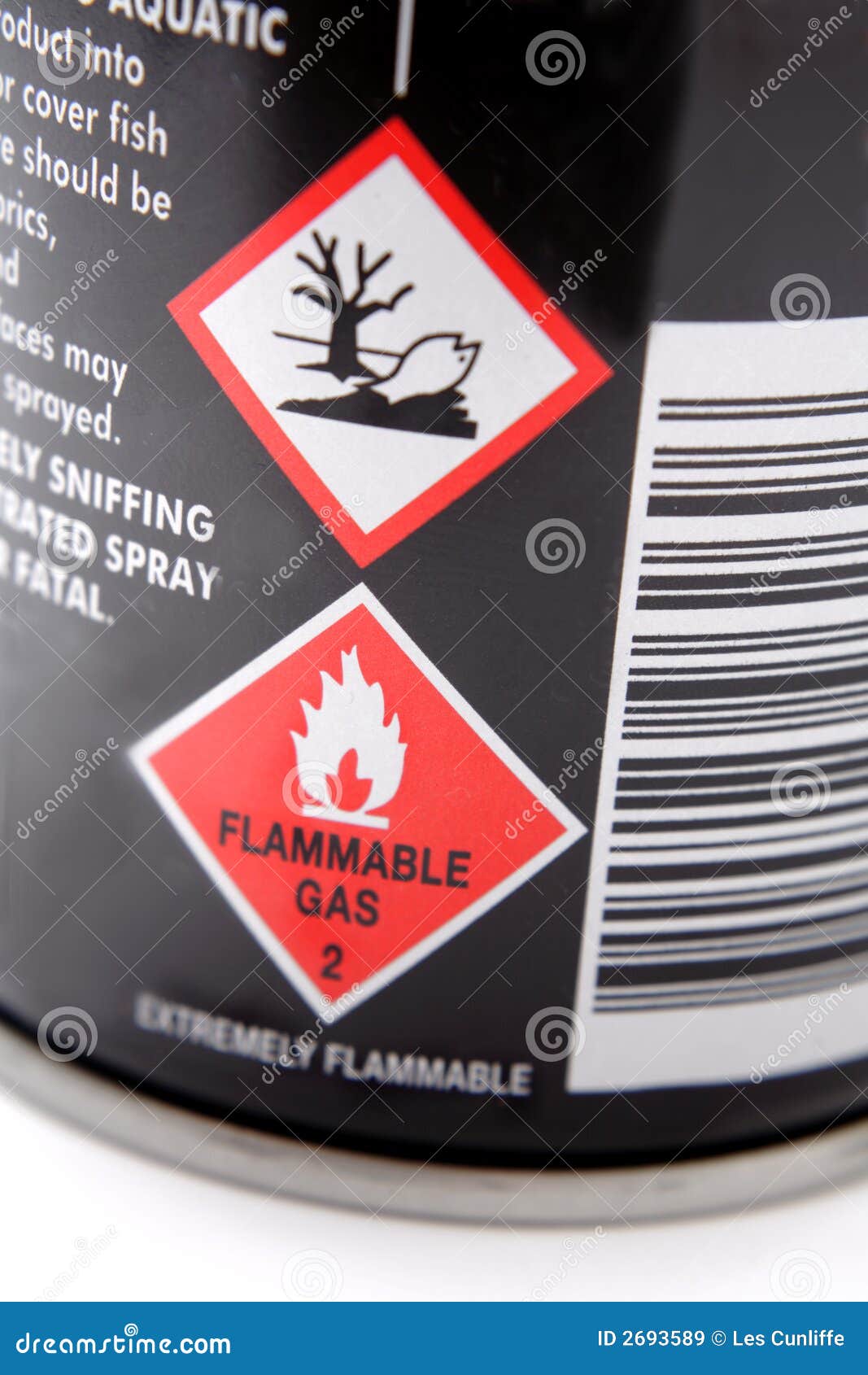 Labels On Side Of Aerosol Can Royalty Free Stock Images 