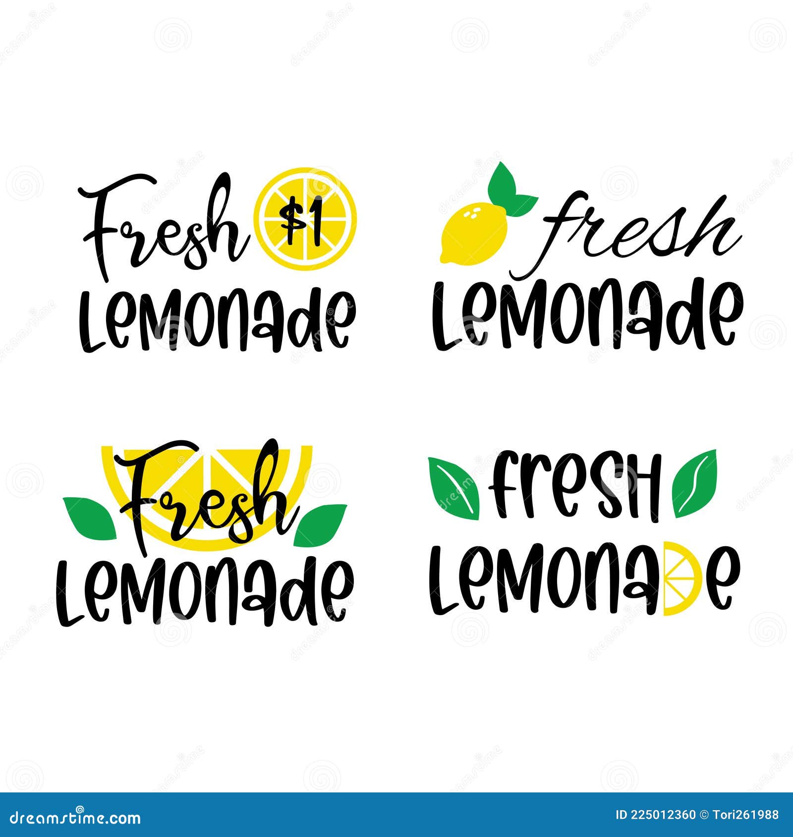 Labels and Signs of Fresh Lemonade with Lemon. Vector Illustrations for ...
