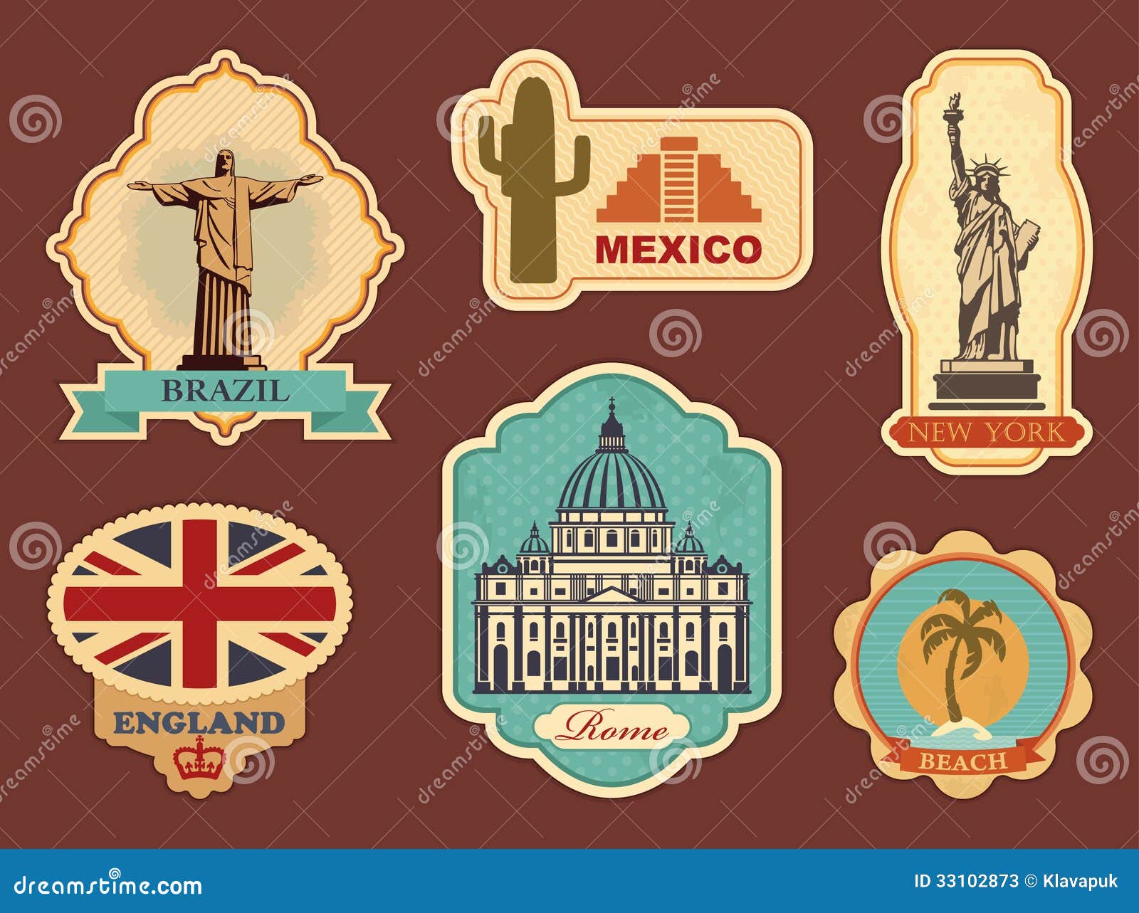 Printable Vintage Travel Stickers  Free Printable Papercraft Templates