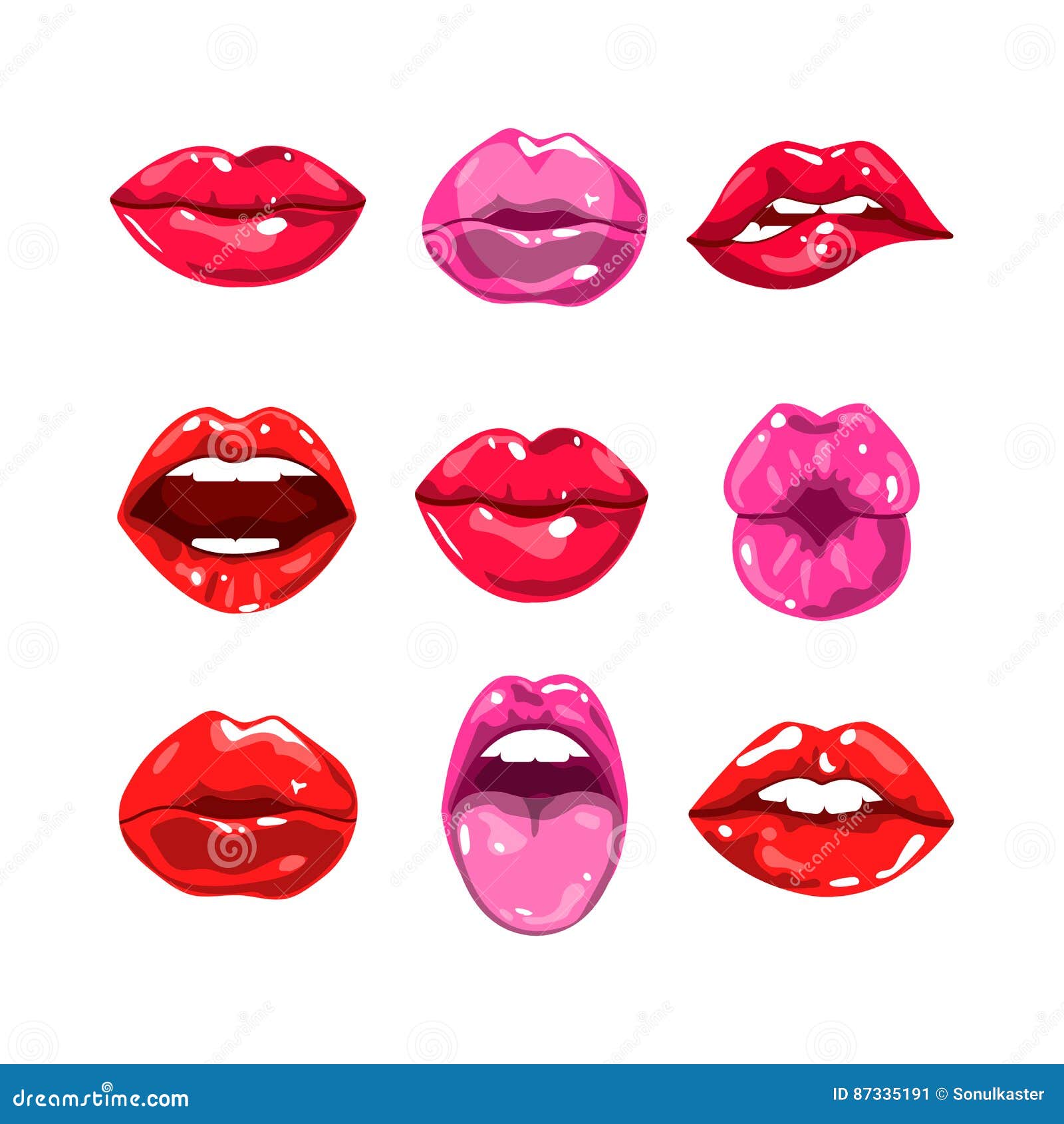 Labios Coloreados Brillantes Femeninos Que Besan Y Muestran La Lengua