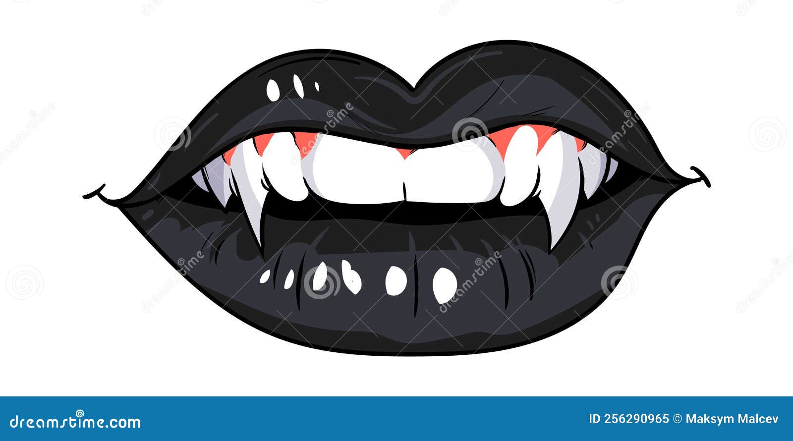 Ilustración simple de labios de mujer sexy con colmillos de vampiro tarjeta  de acción de halloween de dibujos animados