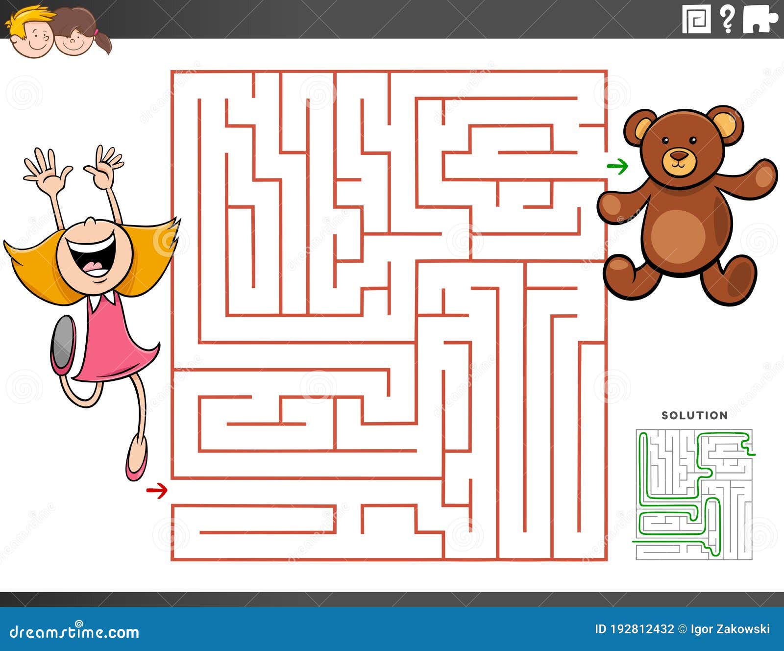 Labirinto Educativo Para Crianças Com Caricaturas. Puzzle