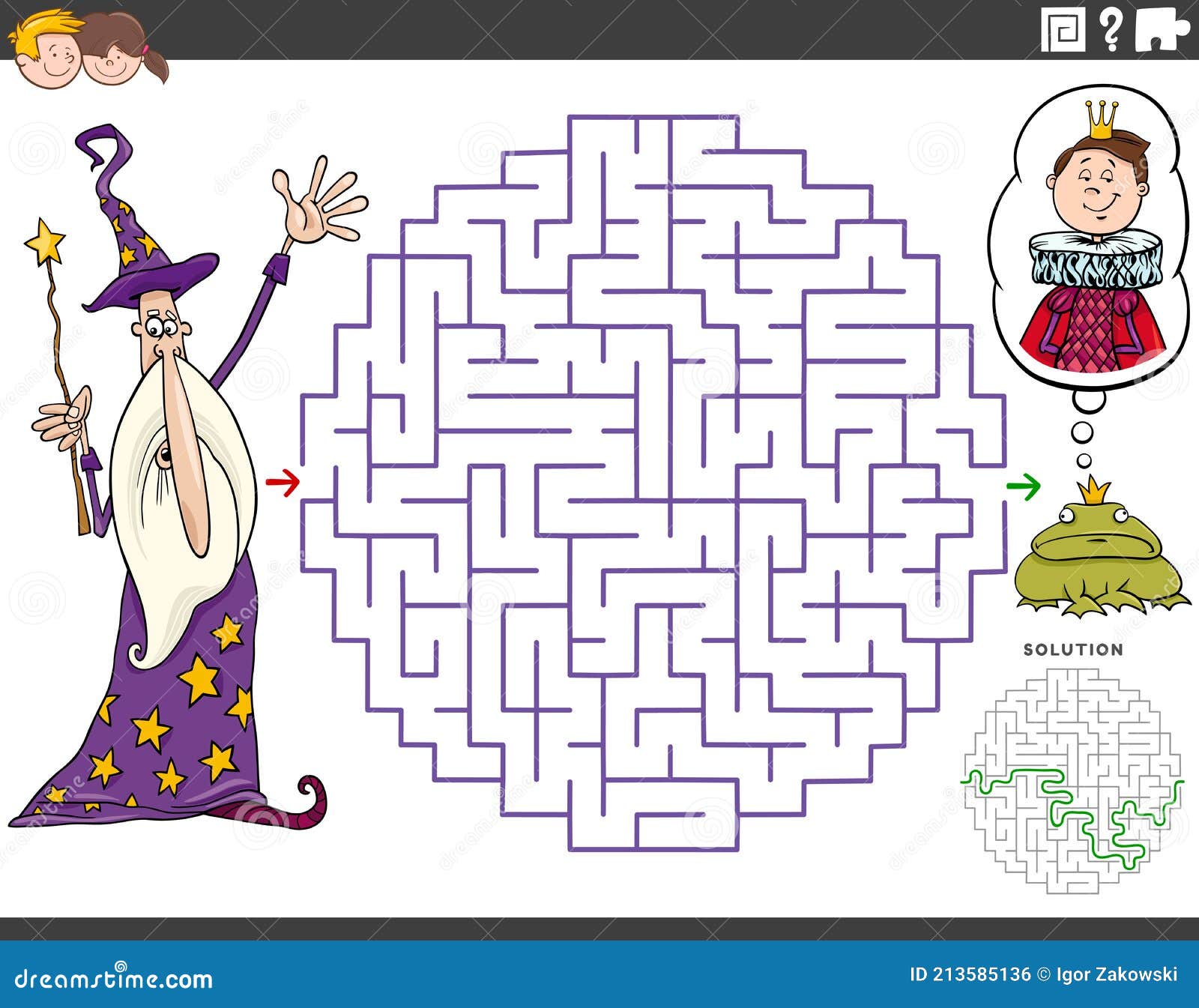 Labirinto Educativo Para Crianças Com Caricaturas. Puzzle