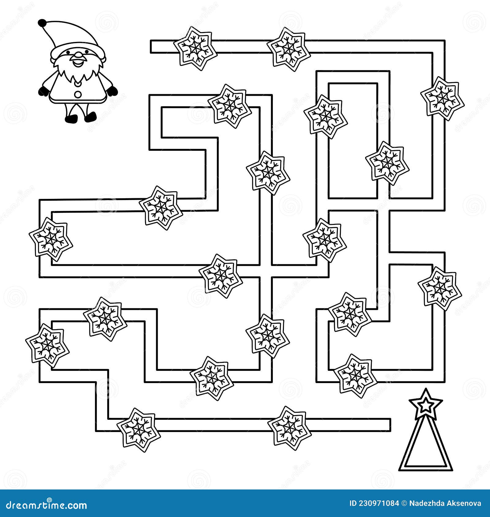 Jogo de natal ou quebra-cabeça com mapa de labirinto de labirinto