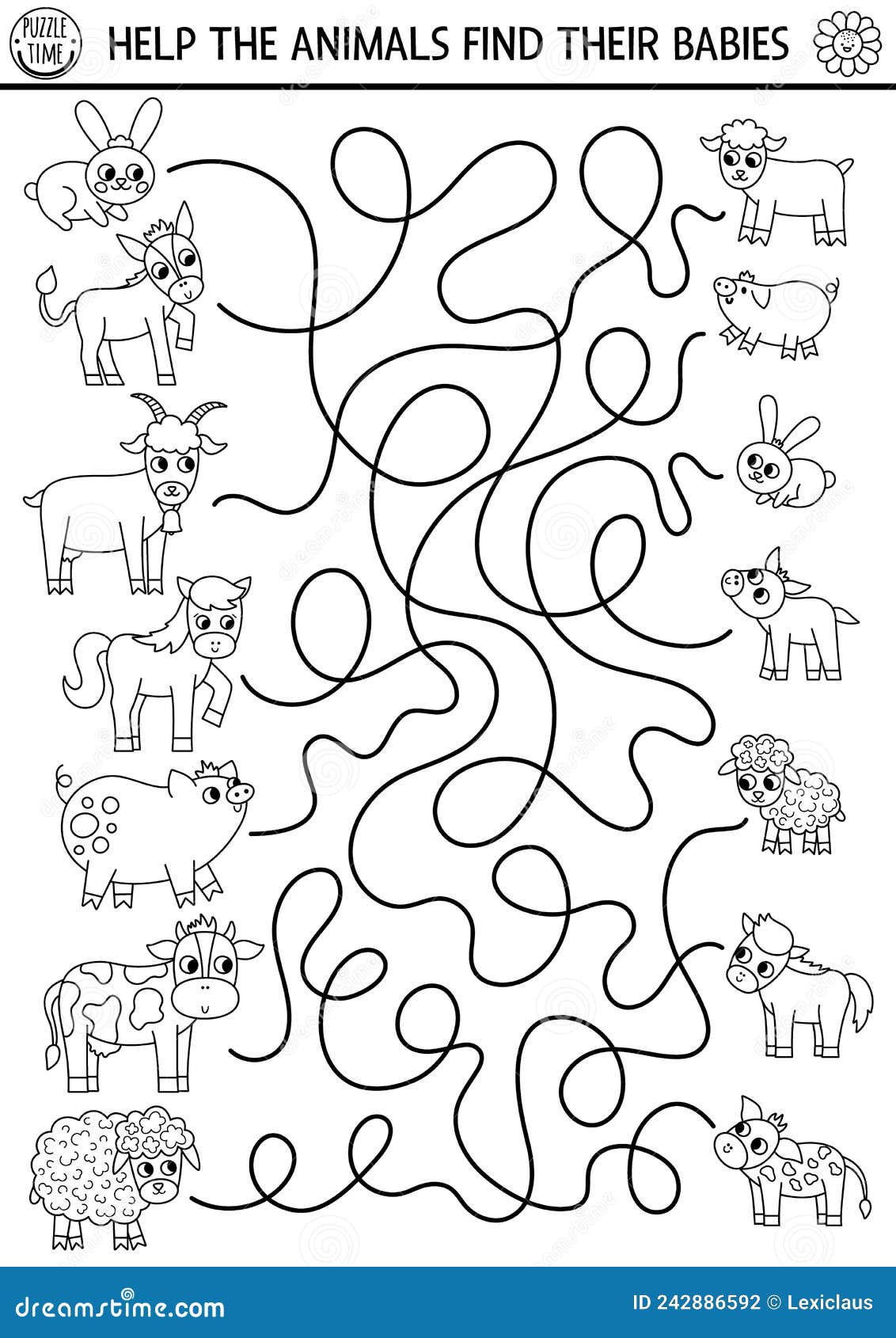 Labirinto Preto E Branco Para Crianças. Atividade De Impressão De Pré-escola  De Férias. Página De Jogos De Linha Ou Coloração De a Ilustração do Vetor -  Ilustração de cartoon, bebê: 215021053