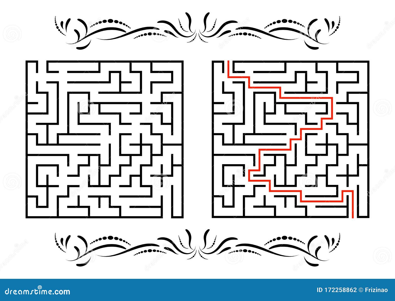 Jogo abstrato de labirinto simples com resposta labirinto fácil para  crianças