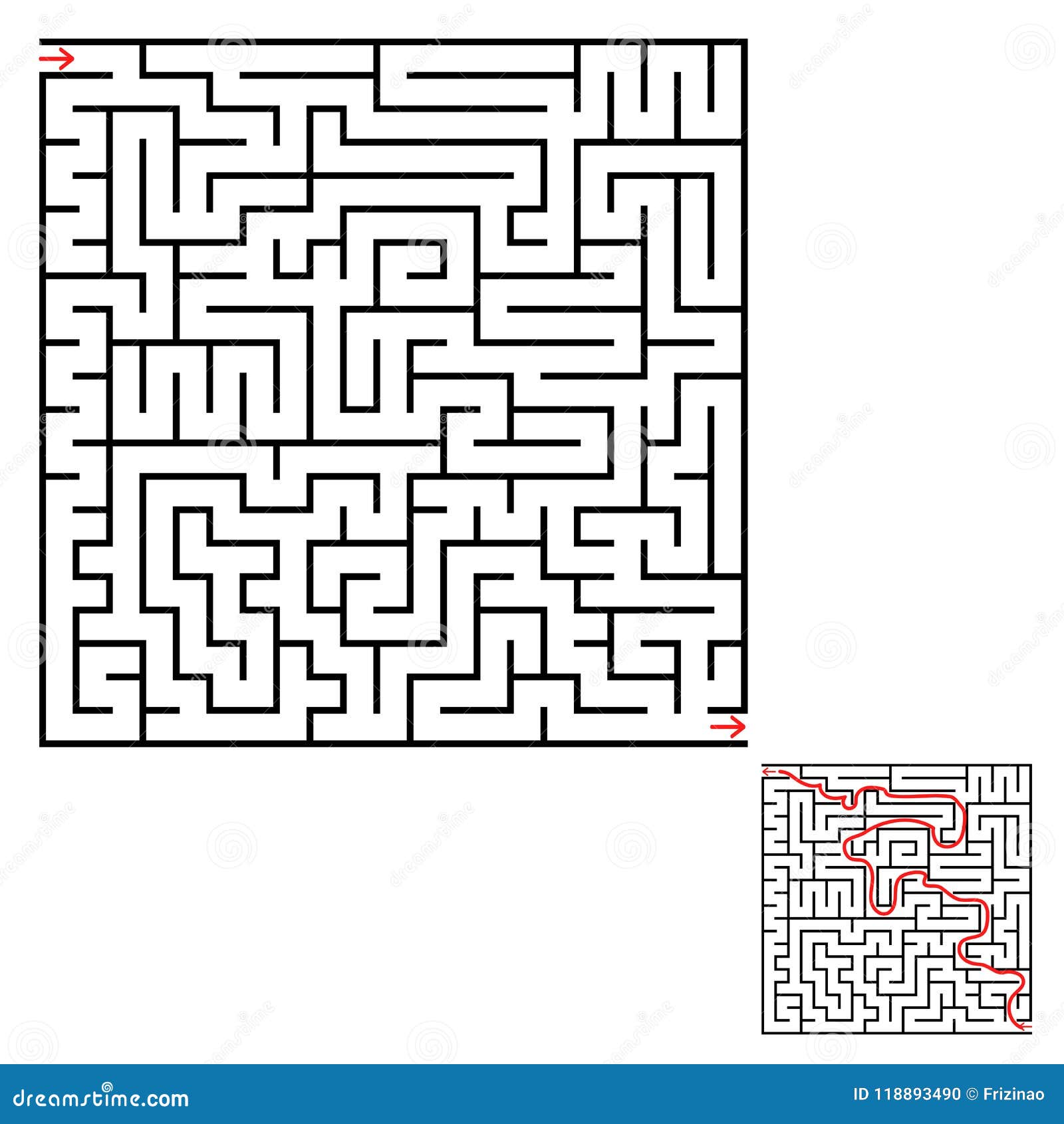 Jogo abstrato de labirinto simples com resposta labirinto fácil para  crianças