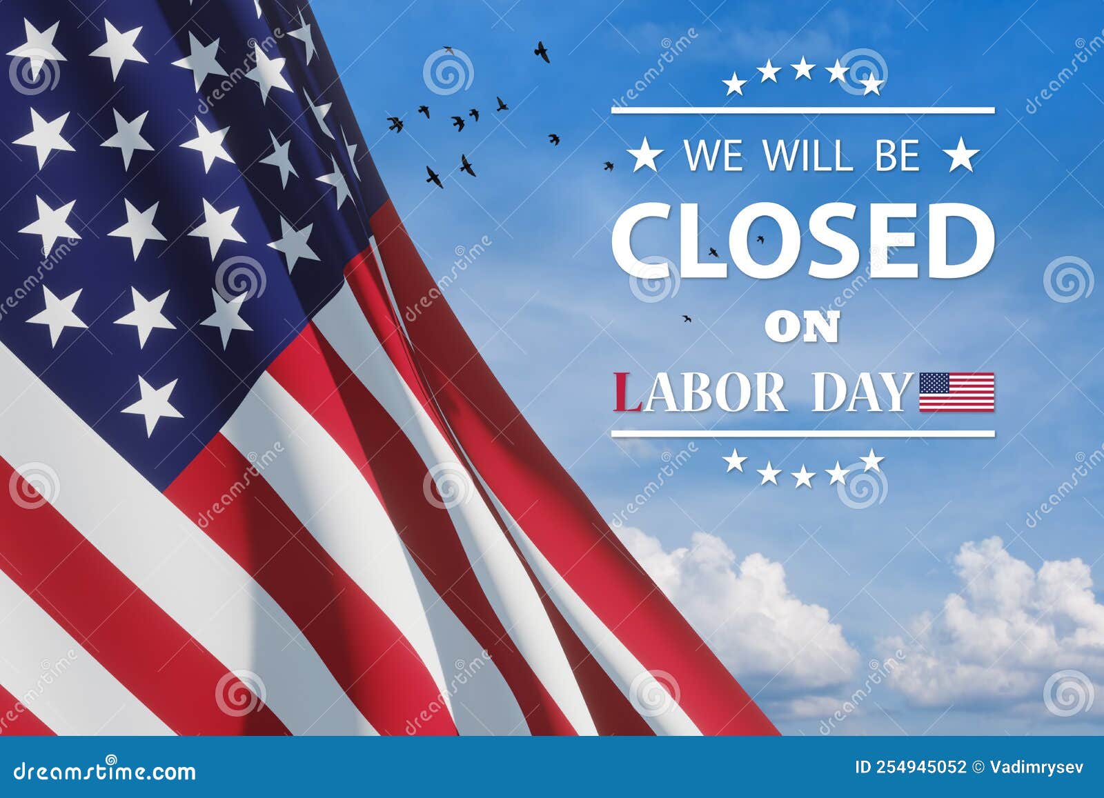 Labor Day Background Design. we Will Be Closed on Labor Day. Stock