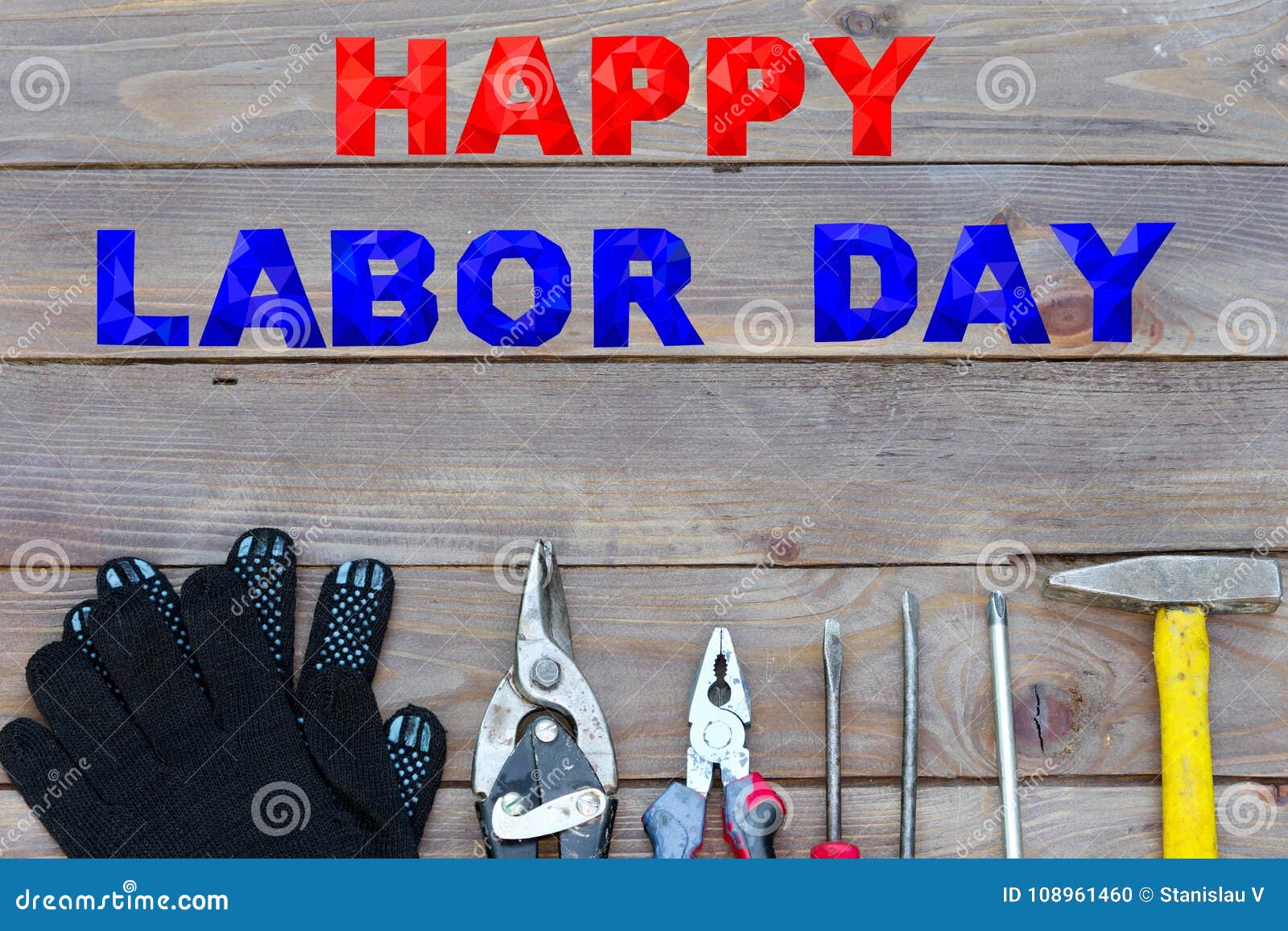 Labor Day on the Board with the Tools. the View from the Top Stock