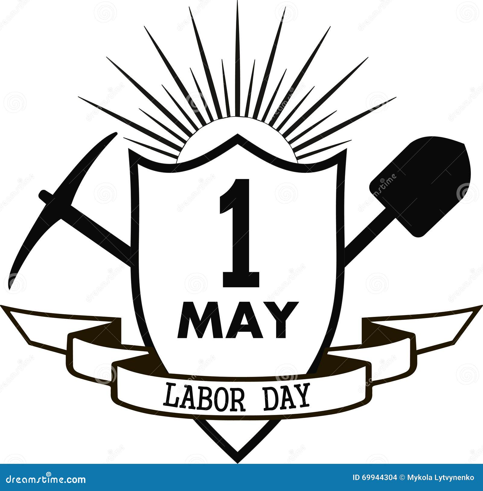 Labor day pick and shovel stock vector. Illustration of poster 69944304