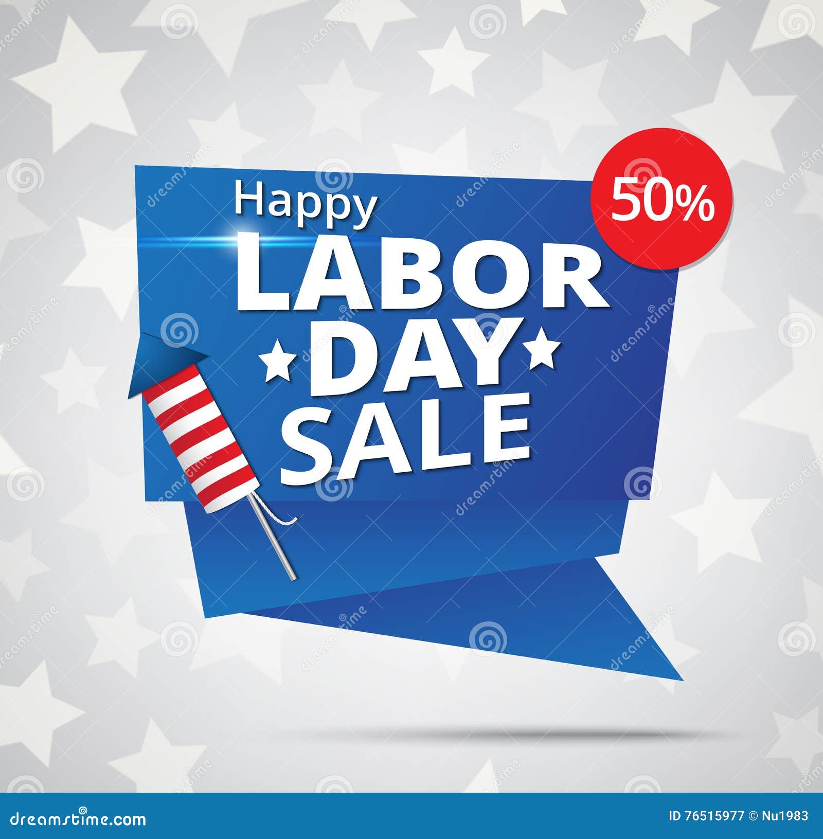 Labor Day Sale Banner with Cracker Firework Stock Vector Illustration