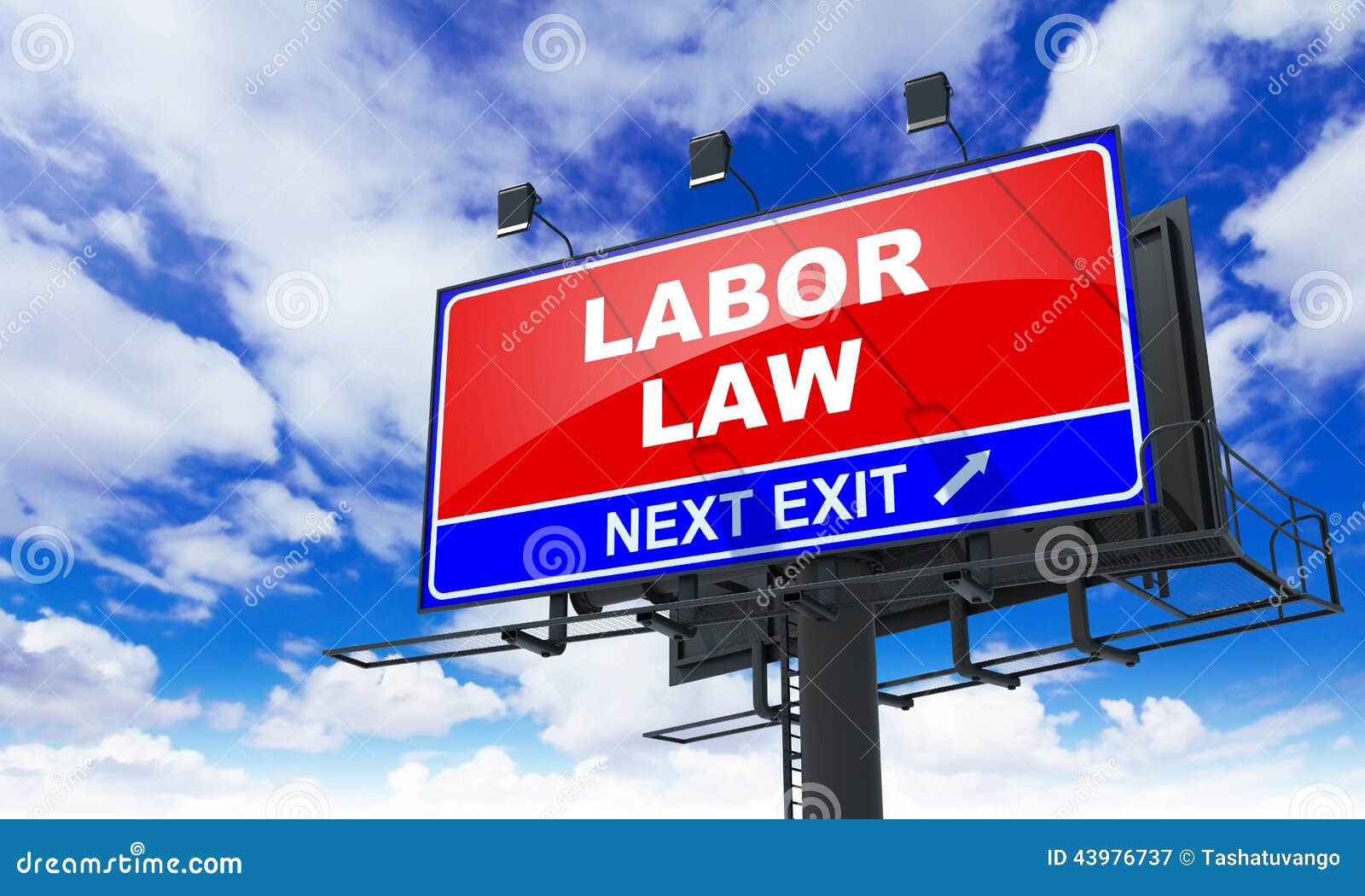 labor law on red billboard.