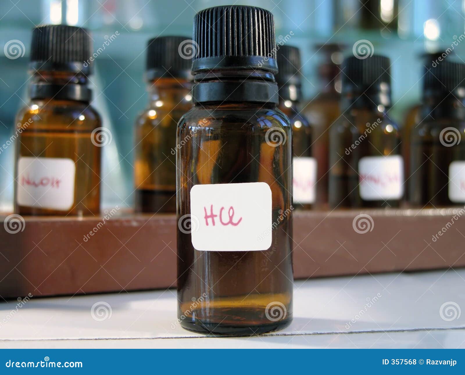 Laboratory bottles stock photo. Image of school, brown 357568