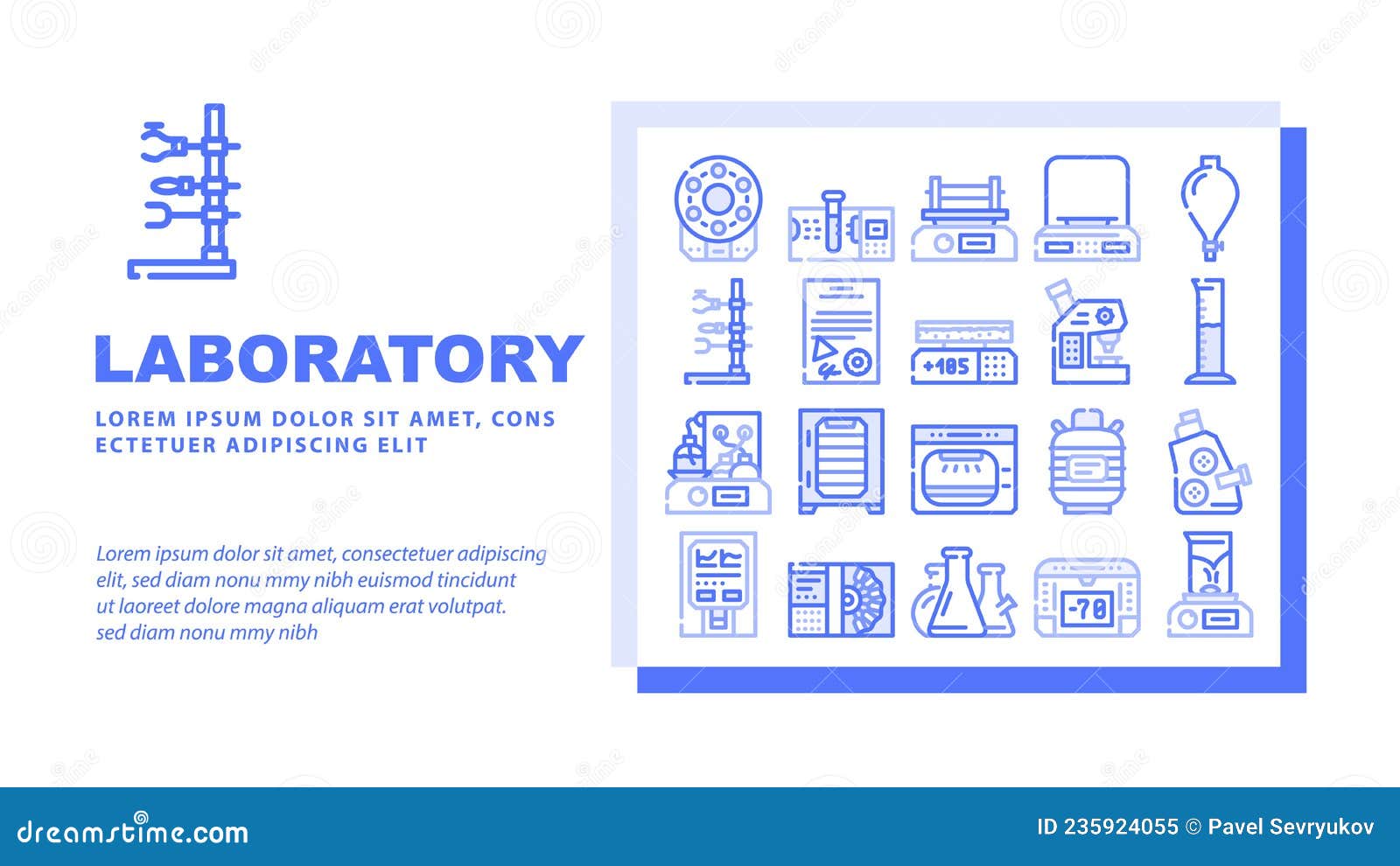 Laboratory Equipment for Analysis Landing Header Vector Stock Vector