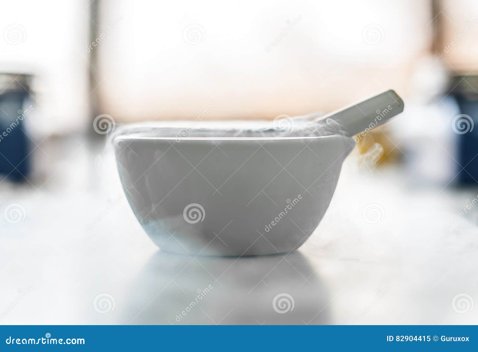 Laboratory Experiment with Liquid Nitrogen in Laboratory Mortar Stock