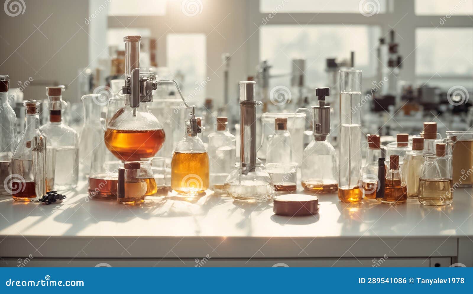 Laboratory with Flasks and Equipment Pharmacology Technician Education