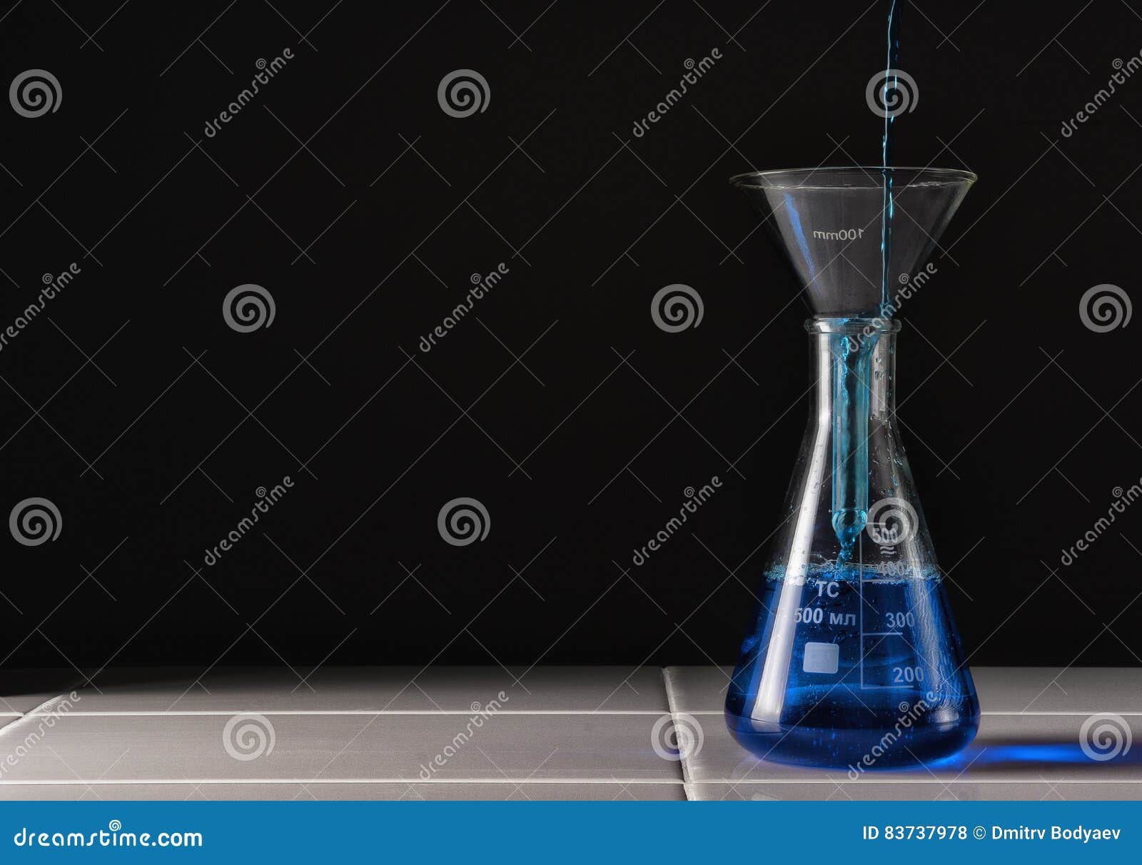 Laboratory Glass Vessel in Which the Liquid is Poured. Stock Photo
