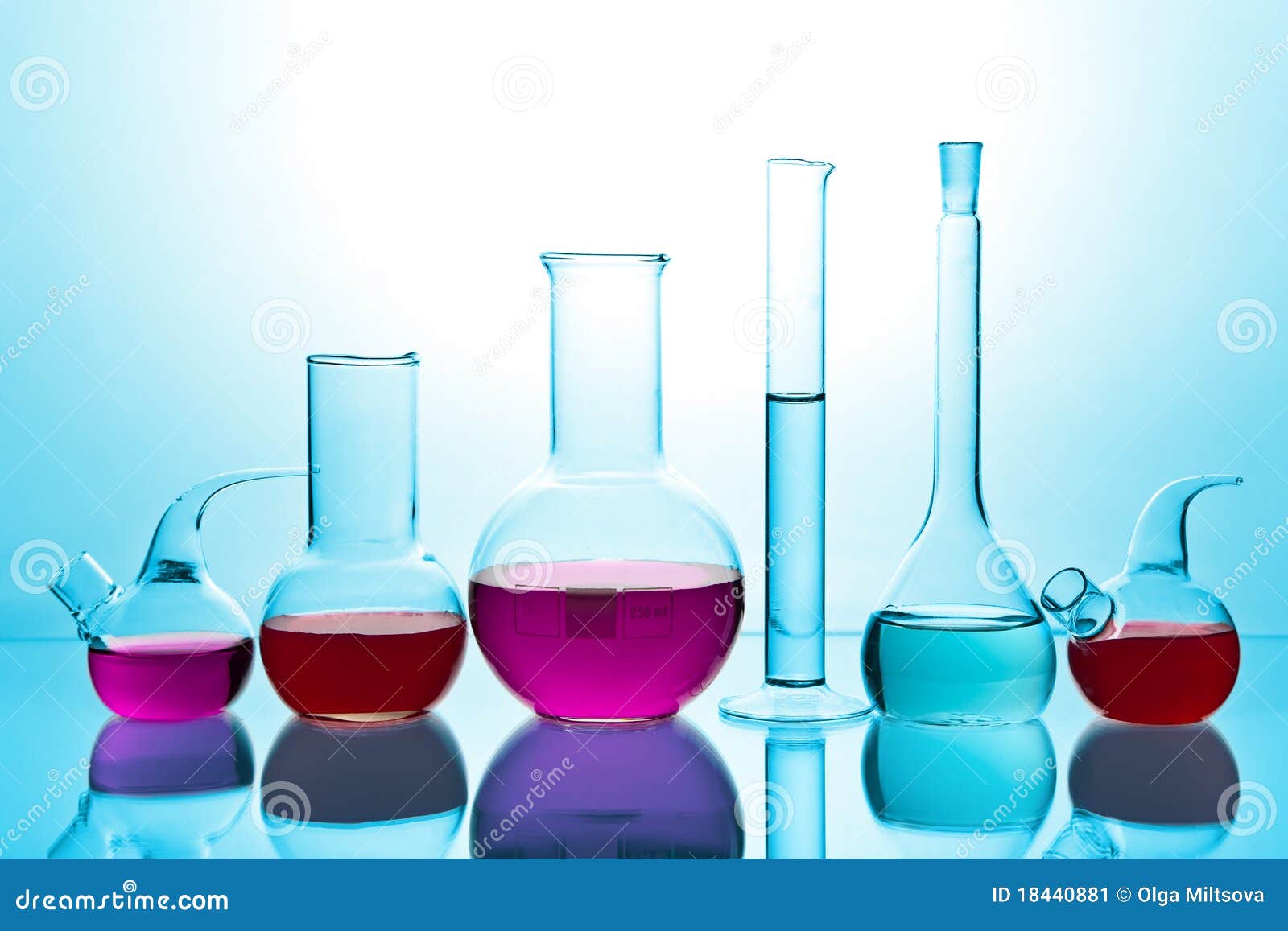 Laboratory Glassware with Colorful Chemicals Stock Image - Image of ...