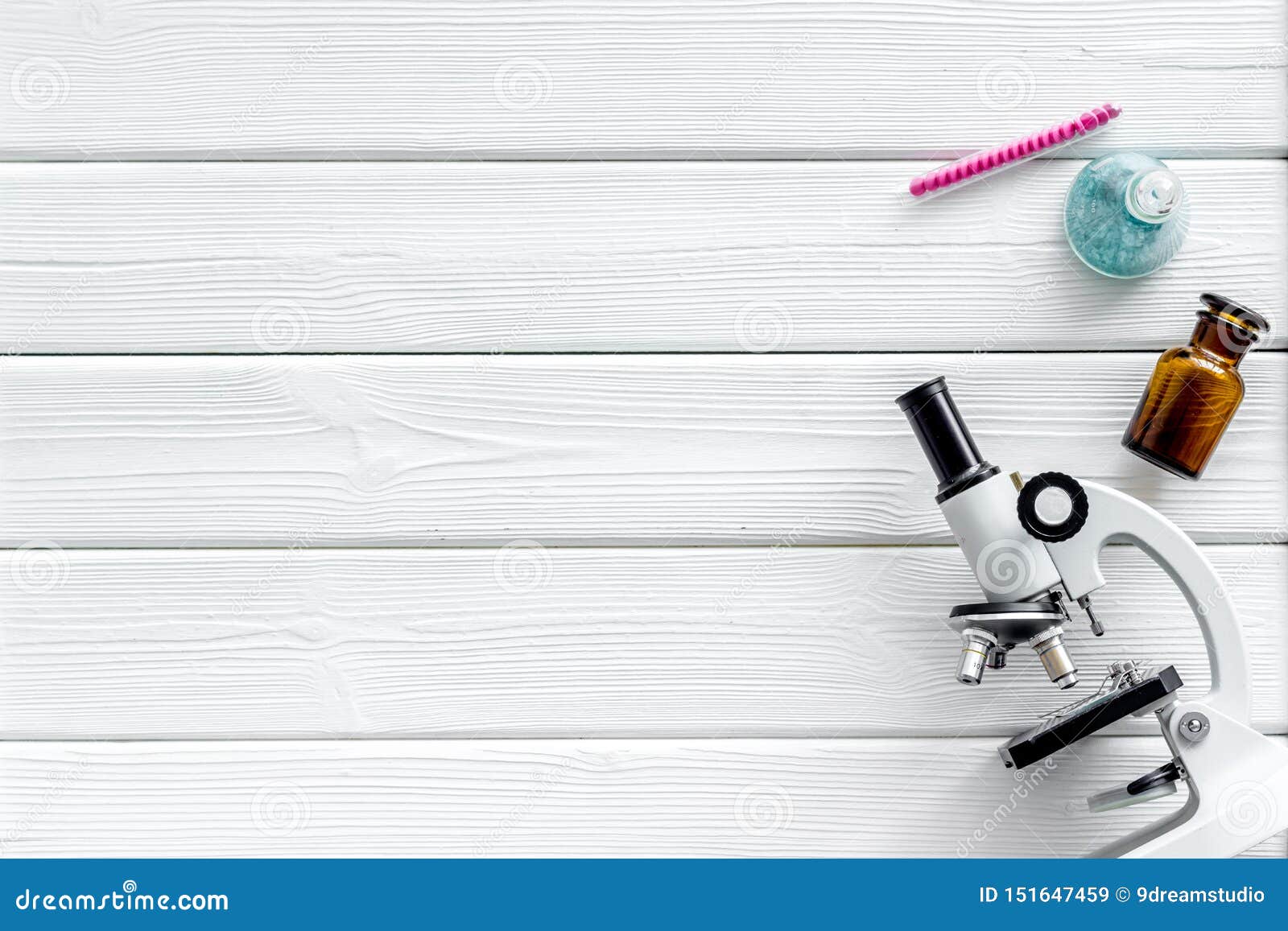 Download Medical Tests On Work Table Of Doctor With Microscope, Stethoscope, Test Tube, Pills On White ...