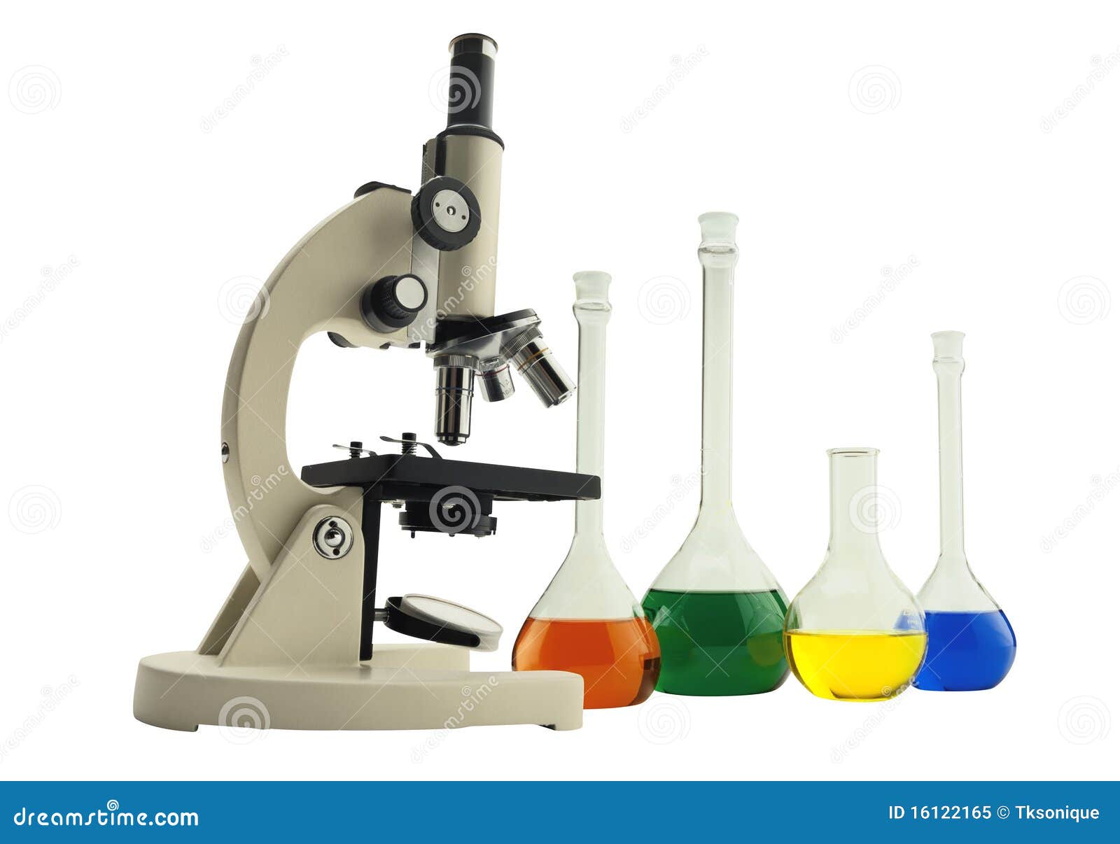 Laboratory Metal Microscope and Test Tubes Stock Image Image of