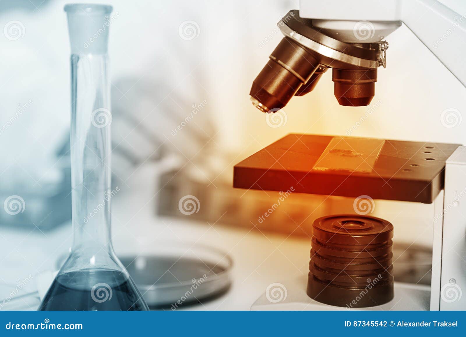 Laboratory Microscope Lens.modern Microscopes in a Lab Stock Photo