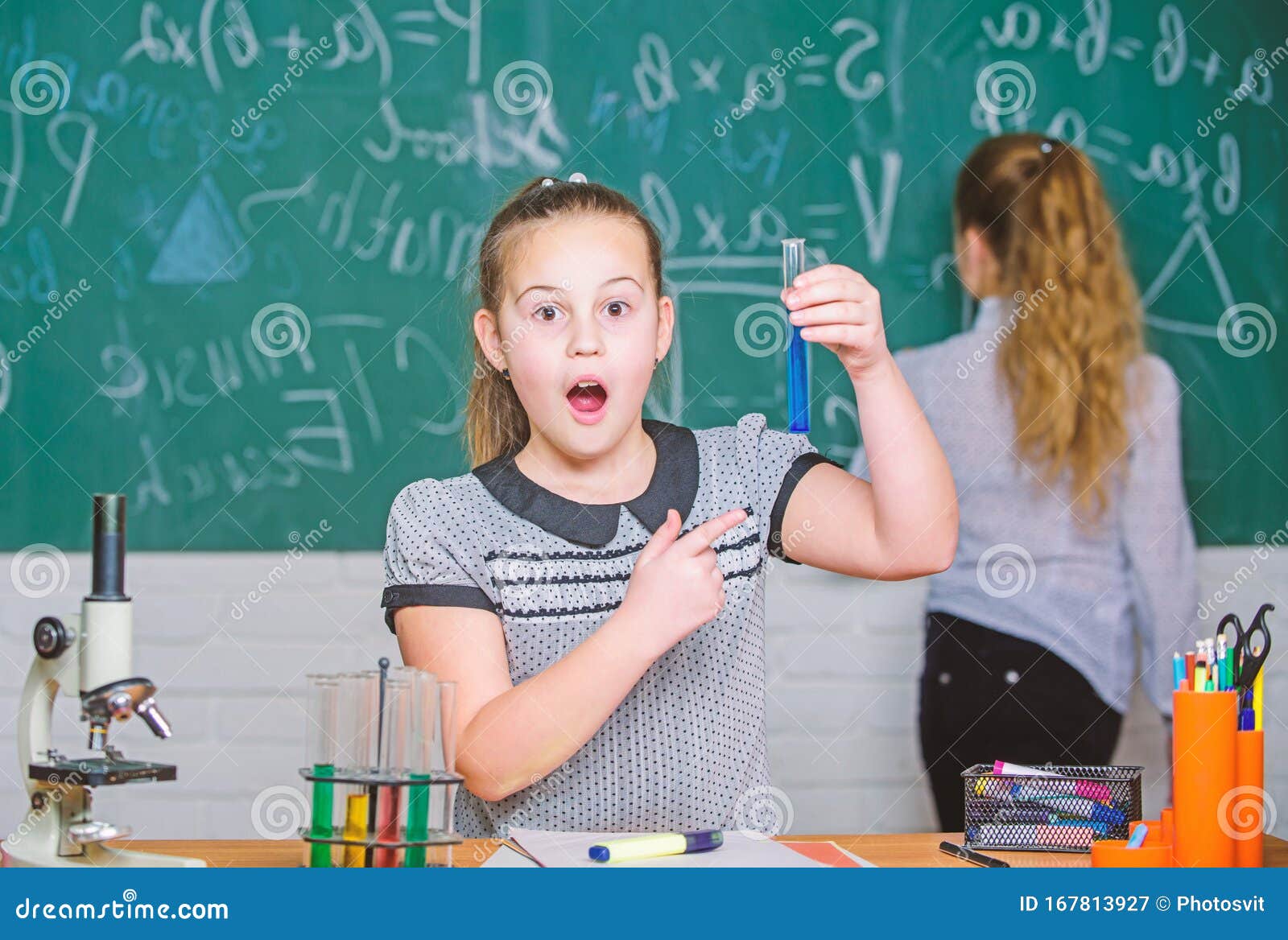 Laboratory Practice. Chemistry Classes. Fascinating Science. Educational Experiment. Girls