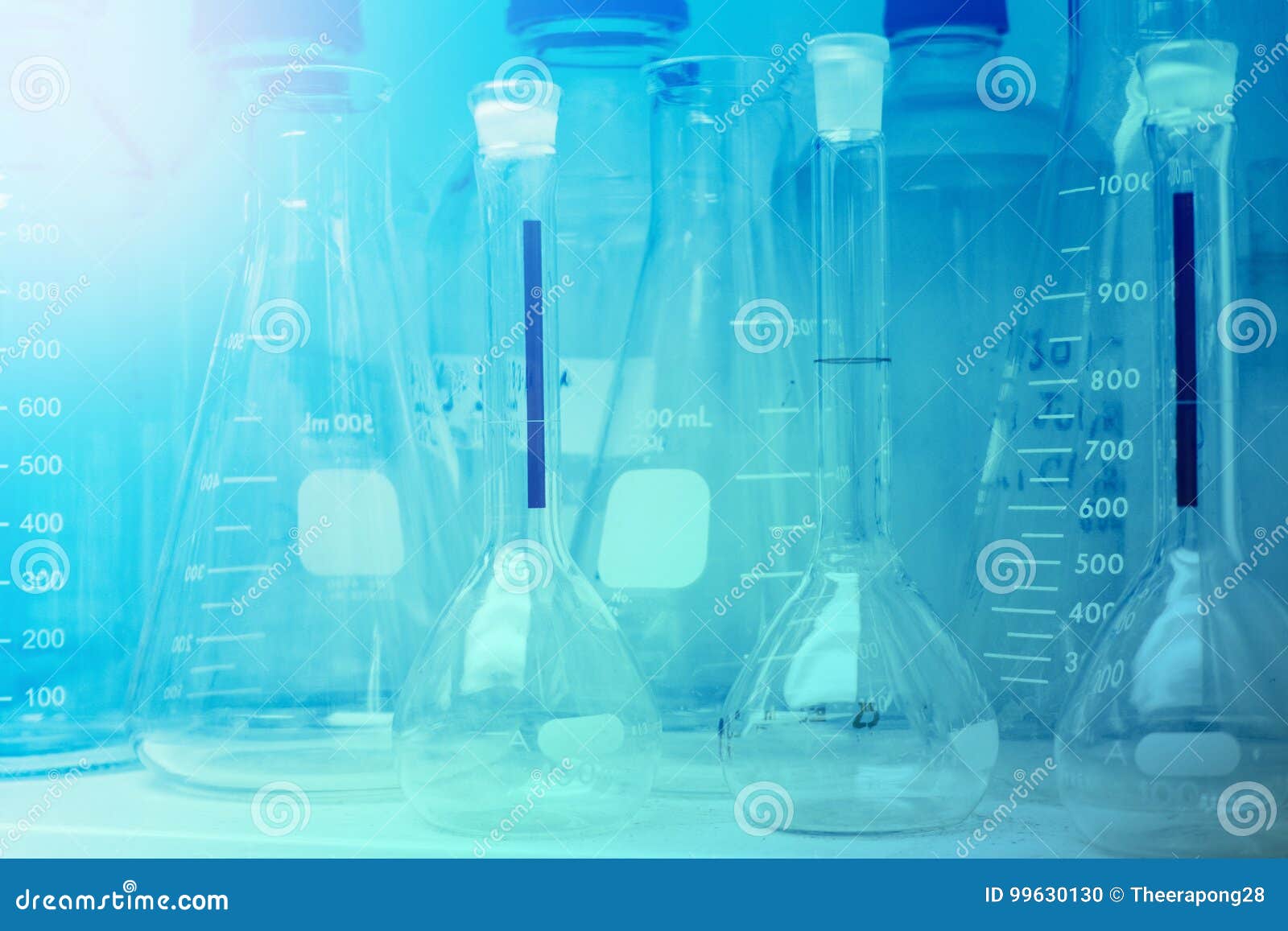 laboratory research - scientific glassware or beakers for chemical background concept
