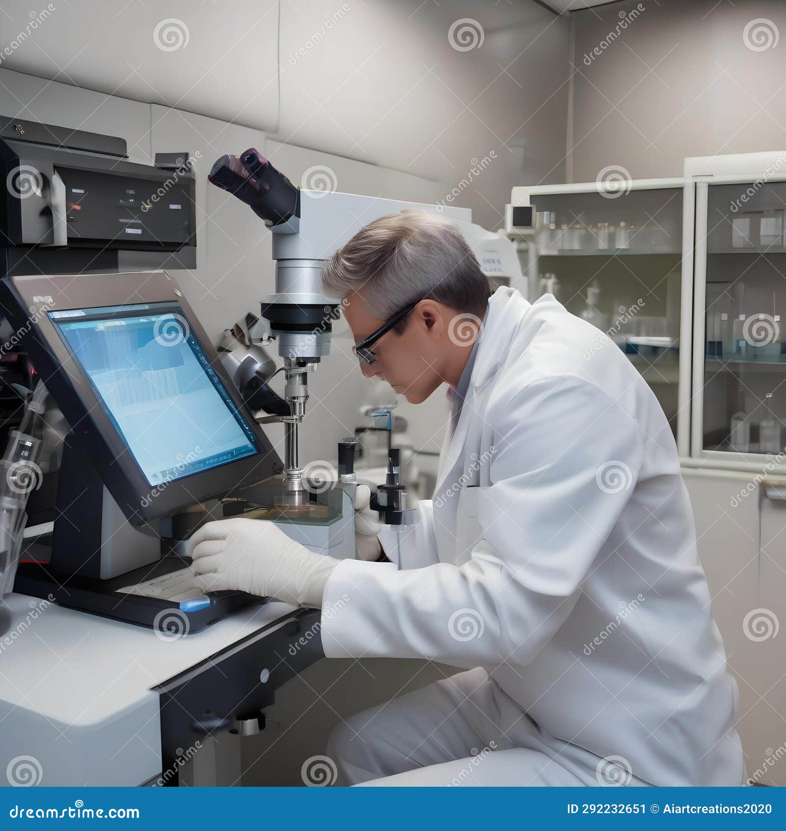 A Laboratory Technician Using a Mass Spectrometer To Analyze the