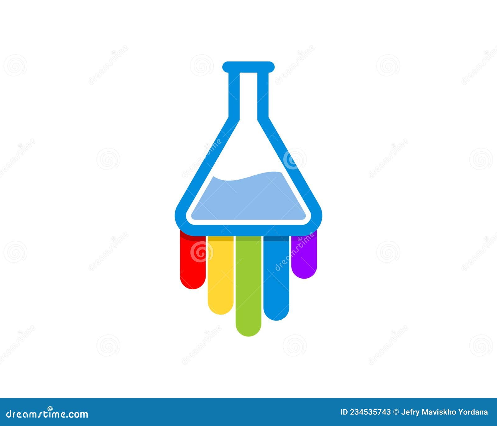 Laboratory Test Tube with Rainbow Colors Print Stock Illustration