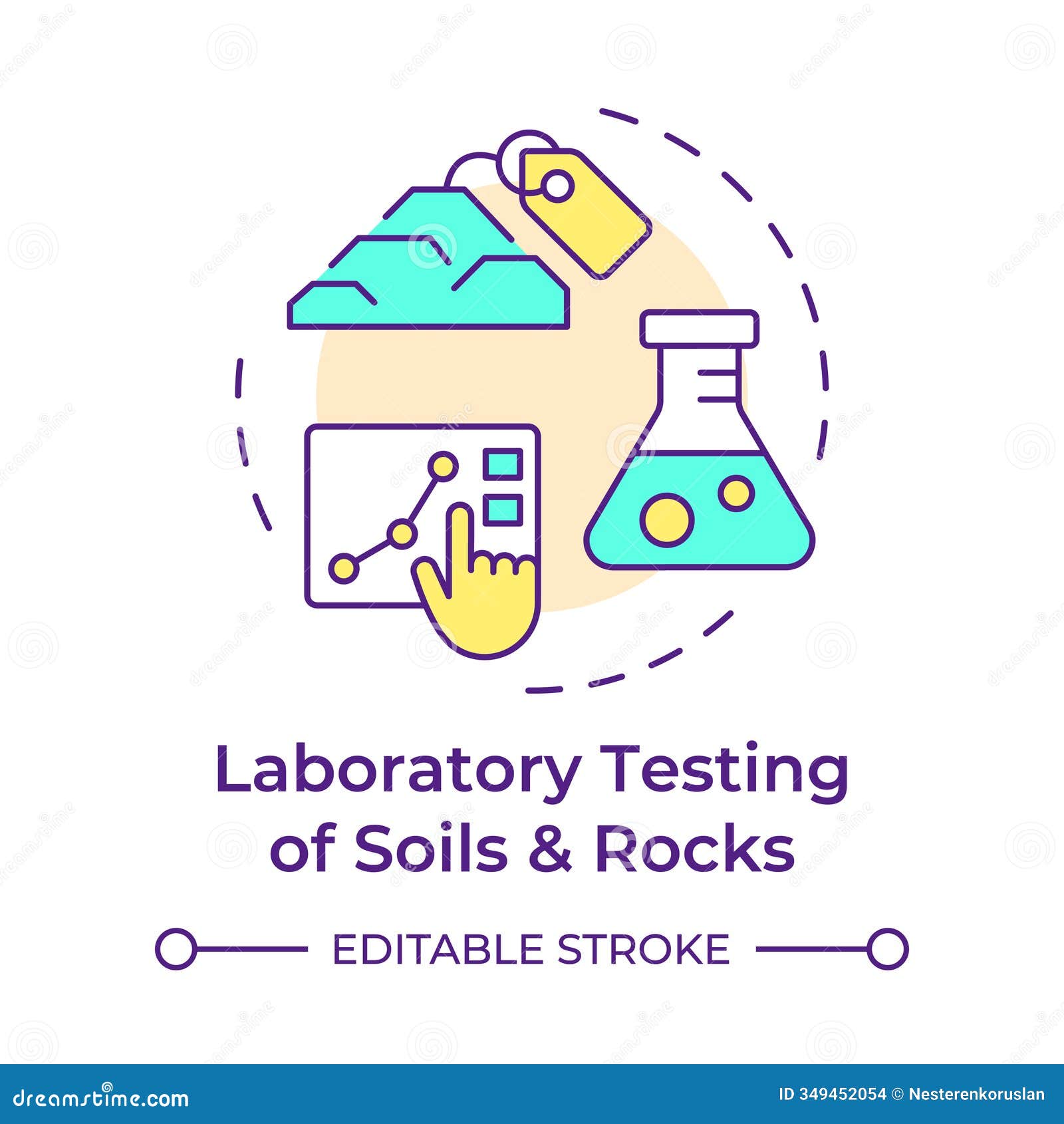 laboratory testing of soils and rocks multi color concept icon