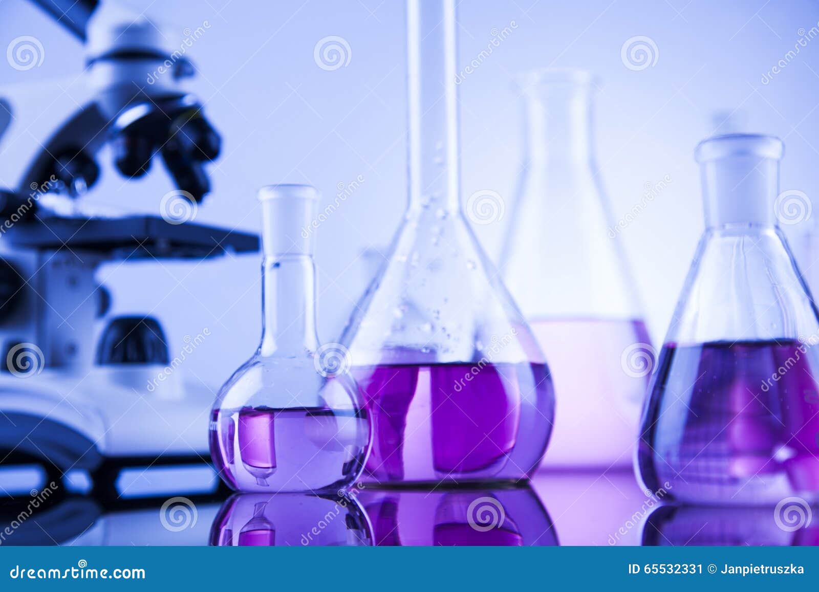 Laboratory Work Place with Microscope and Glassware Stock Image Image of science, micro 65532331